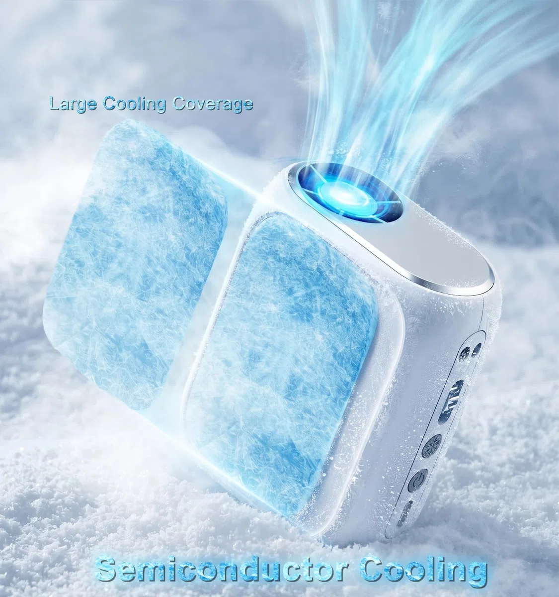 Tragbarer Clip Ventilator mit Eiskühlplatte, Nackenventilator Shirt Gürtel Ventilator Hals für Unterwegs 20000 U/M Turbo Klimaanlage Mobil Kalte Luft, 5000mAh Akku für Outdoor Reisen Strand Büro