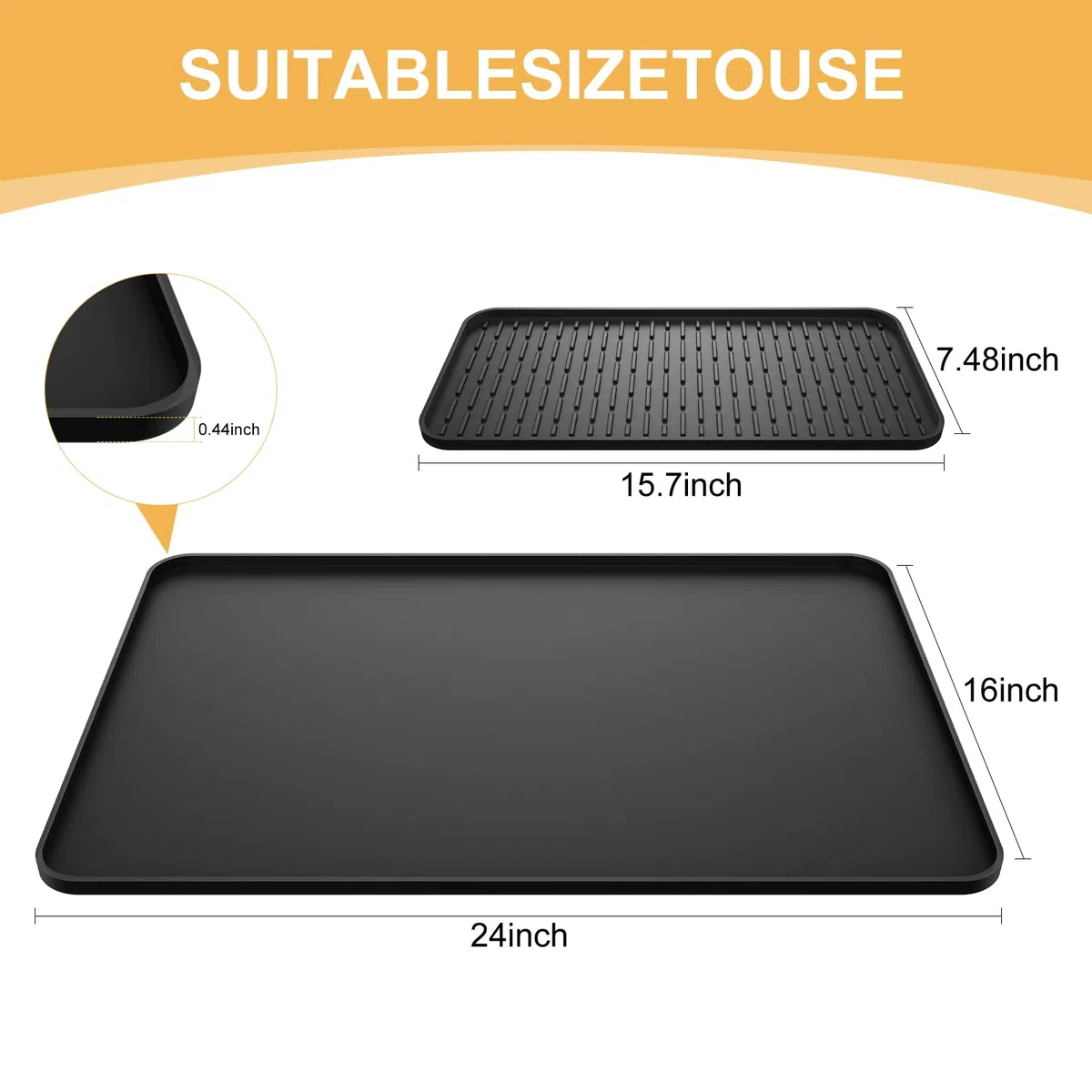 Silikon Unterlage Kaffeemaschine,2-in-1 Kaffeematte 61 x 41 cm,hitzebeständige rutschfeste Trockenmatte Unterlage für Kaffeemaschine, Kaffeevollautomat & Espressomaschine,mit abnehmbarer Abtropfmatte