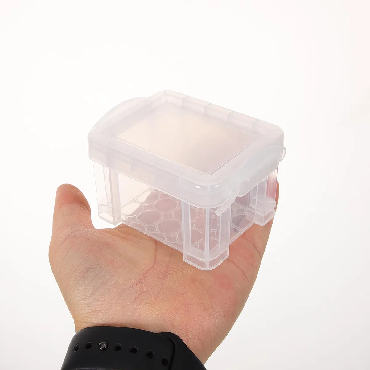 PACKOVE 10 Kleine Durchsichtige Plastikbehälter mit Deckel Stapelbare Aufbewahrungsboxen für Büro Schmuck und Kleinteile Platzsparende Kleiner Organizer für Schreibtisch und Schubladen