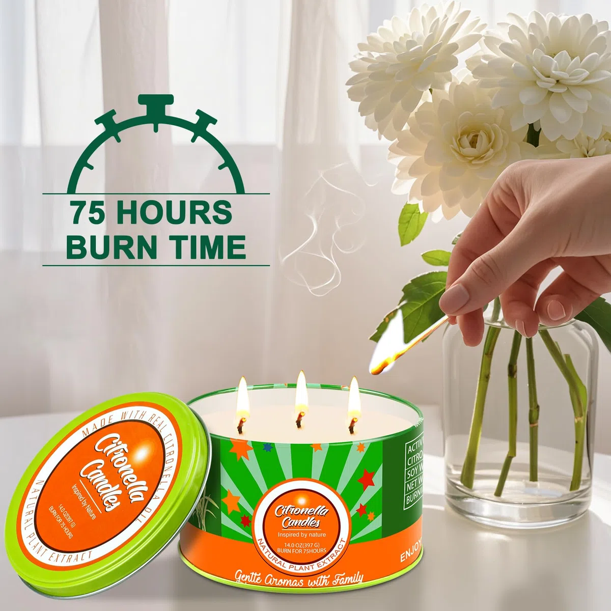 Aottom Citronella Kerze Outdoor groß, 2 x 400g Outdoor Kerzen Natürliche Sojawachs Zitronella Kerze Garten mit 3 Docht Citronella Duft Kerze für Garten | Camping | Picknicks | 160 Stunden Brenndauer