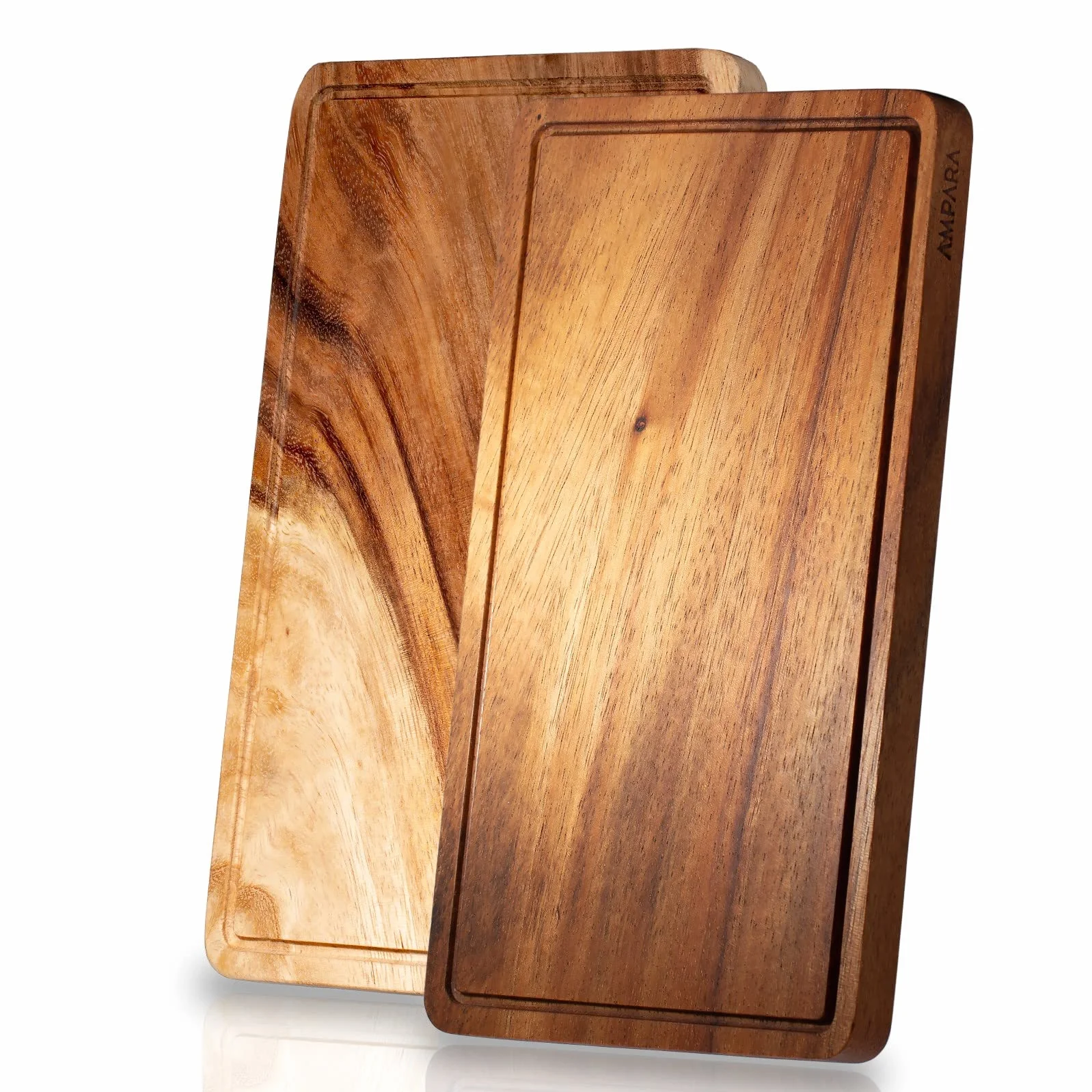 Frühstücksbrettchen Holz - 25x15cm – Hochwertige Akazie am Stück – Langlebiges Holzbrettchen | Vesperbrett (2er Set)