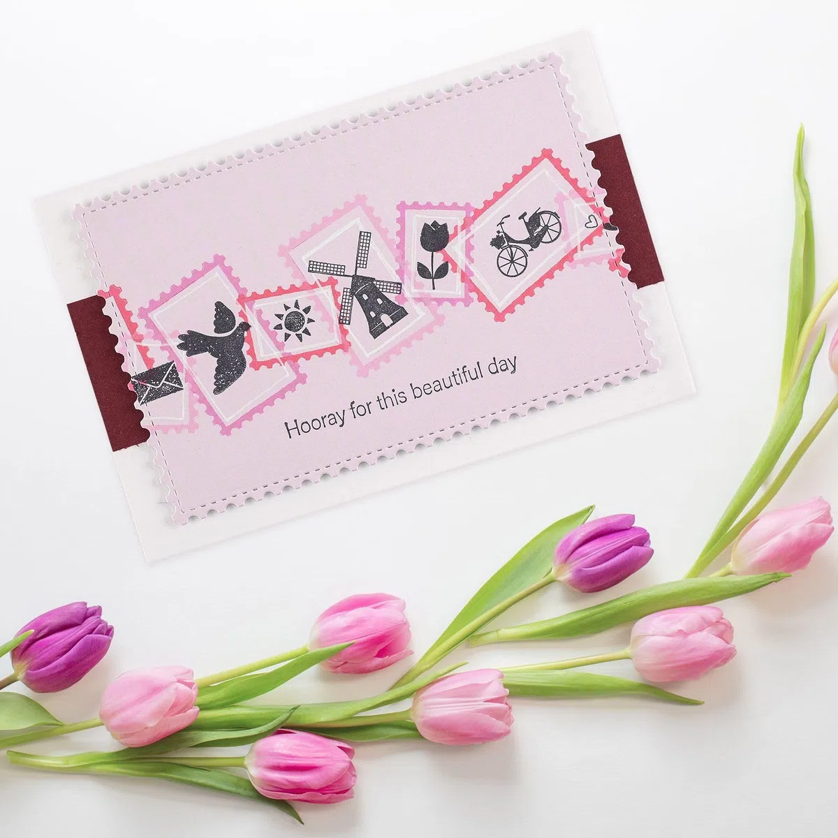 Vaessen Creative Stanz- und Prägeschablonen Briefmarken mit Stickrand - 7 Cutting Dies - Bastelzubehör für Stanzmaschine, Karten Basteln und Scrapbooking