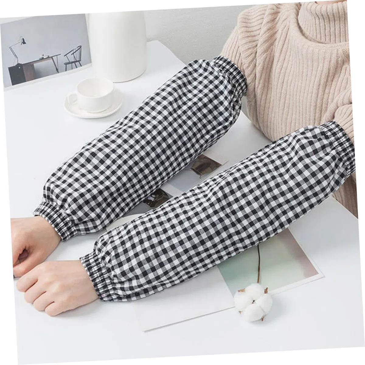 Garneck 2 Paare Küchen Ärmelschoner aus Atmungsaktivem Baumwoll Leinen Ölresistente Schutzärmel für Kochen und Langlebige Praktische Überärmel für Damen und Büroarbeiten