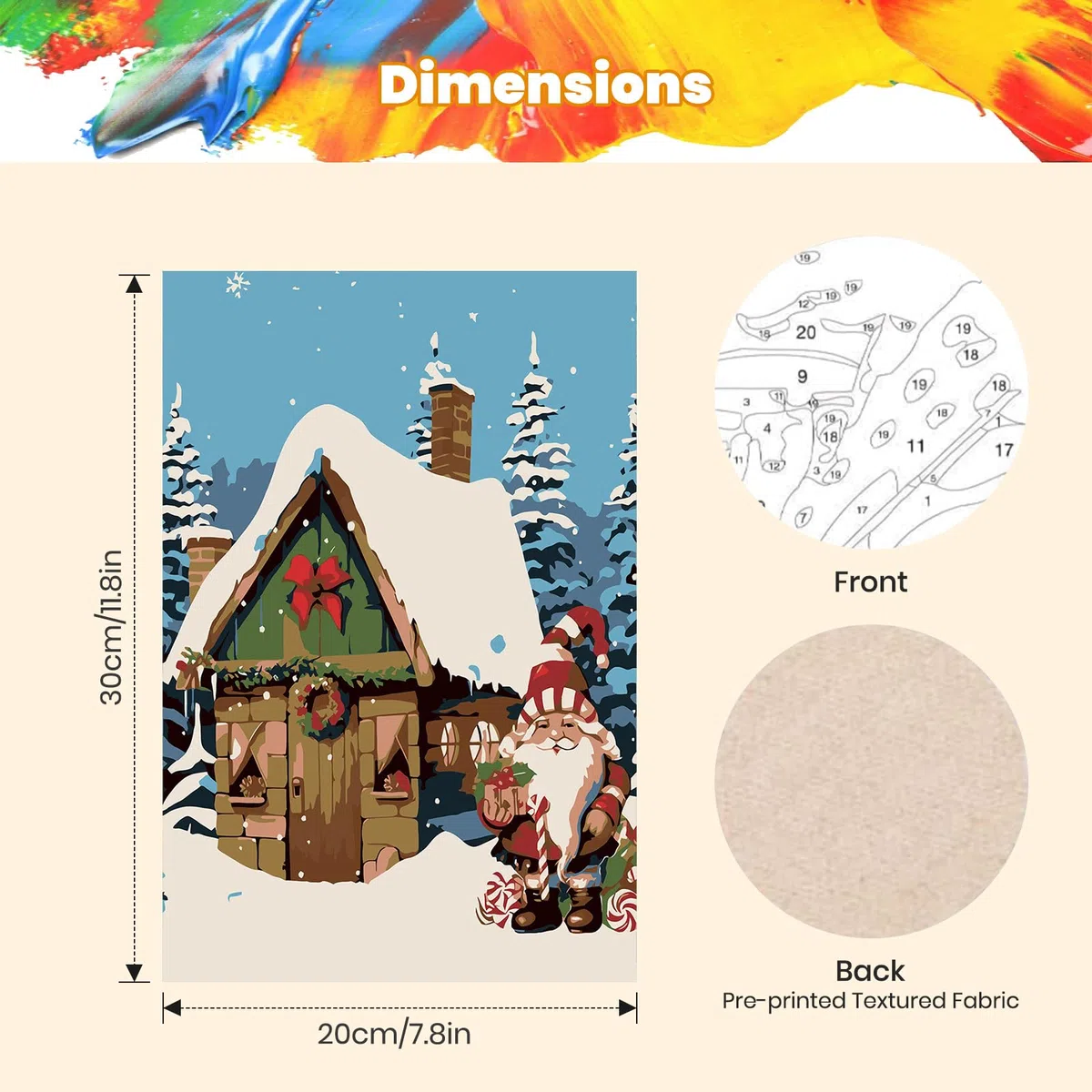 Jawecci 6 Stück Weihnachten Malen nach Zahlen für Kinder Erwachsene, DIY Malen Nach Zahlen Weihnachten Handwerks Kunst für Erwachsene Mädchen Home Décor 20x30cm