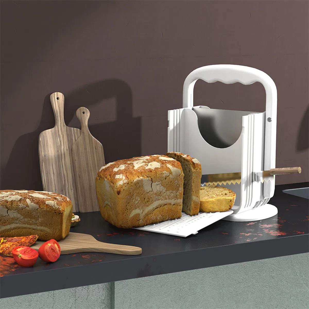 Brötchenschneider, Brötchenschneider, und großer Brotschneider, Bagelschneider, spülmaschinenfester Bagelschneider mit handlichem Griff für Bäckerei,