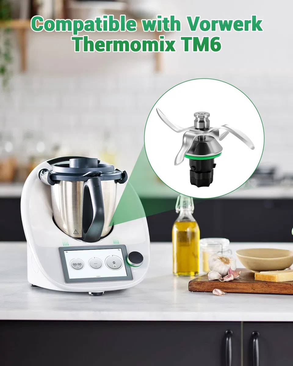 Ersatzmesser für Thermomix TM6, Hochwertiges Edelstahl Mixmesser, Perfekt für Zerkleinern, Rühren, Pürieren und Mixen von Zutaten, Küchenmaschine Zubehör, Einfach zu Reinigen und langlebig