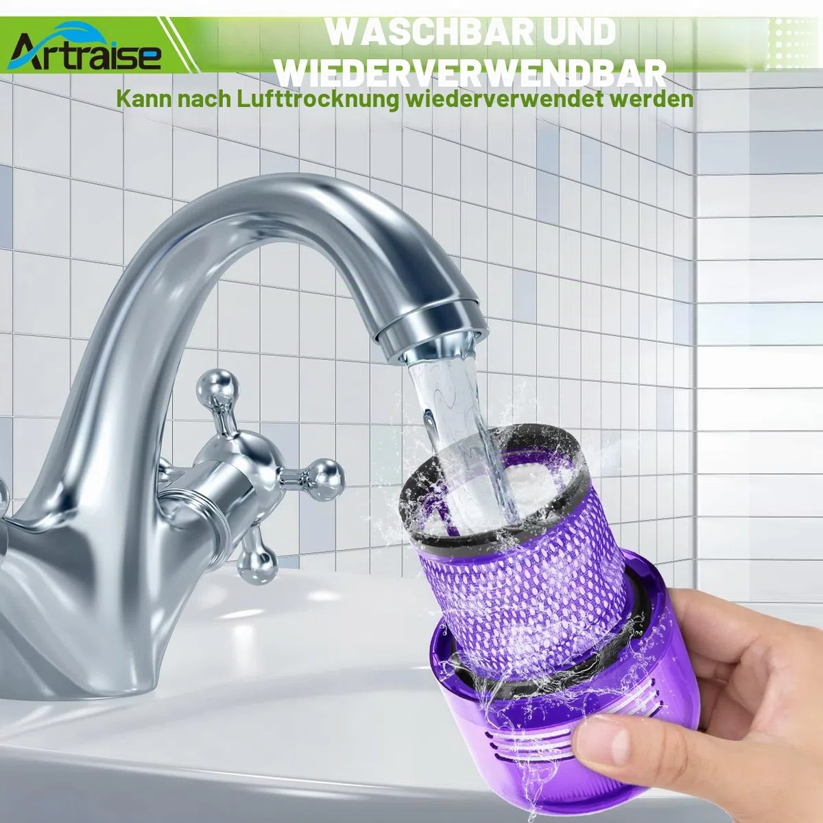 Artraise V11 V15 Filter für Dyson, 3 Stück Waschbar Ersatzfilter für Dyson V11 V15 SV14 SV22 Absolute Animal Detect Cyclone Extra Pro Torque Drive Akku Staubsauger # DY-970013-02 & 97001302
