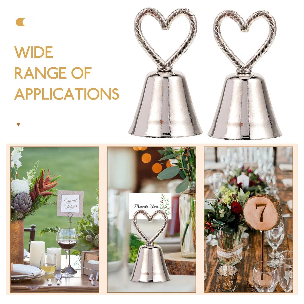 UKCOCO 10stücke Teiliges Metall Tischkartenhalter mit Glockenform Stabile Foto Tischmenu Clips für Hochzeit Tischdeko Vielseitig Einsetzbar als Gastplatz Kartenhalter Zufälliger Stil