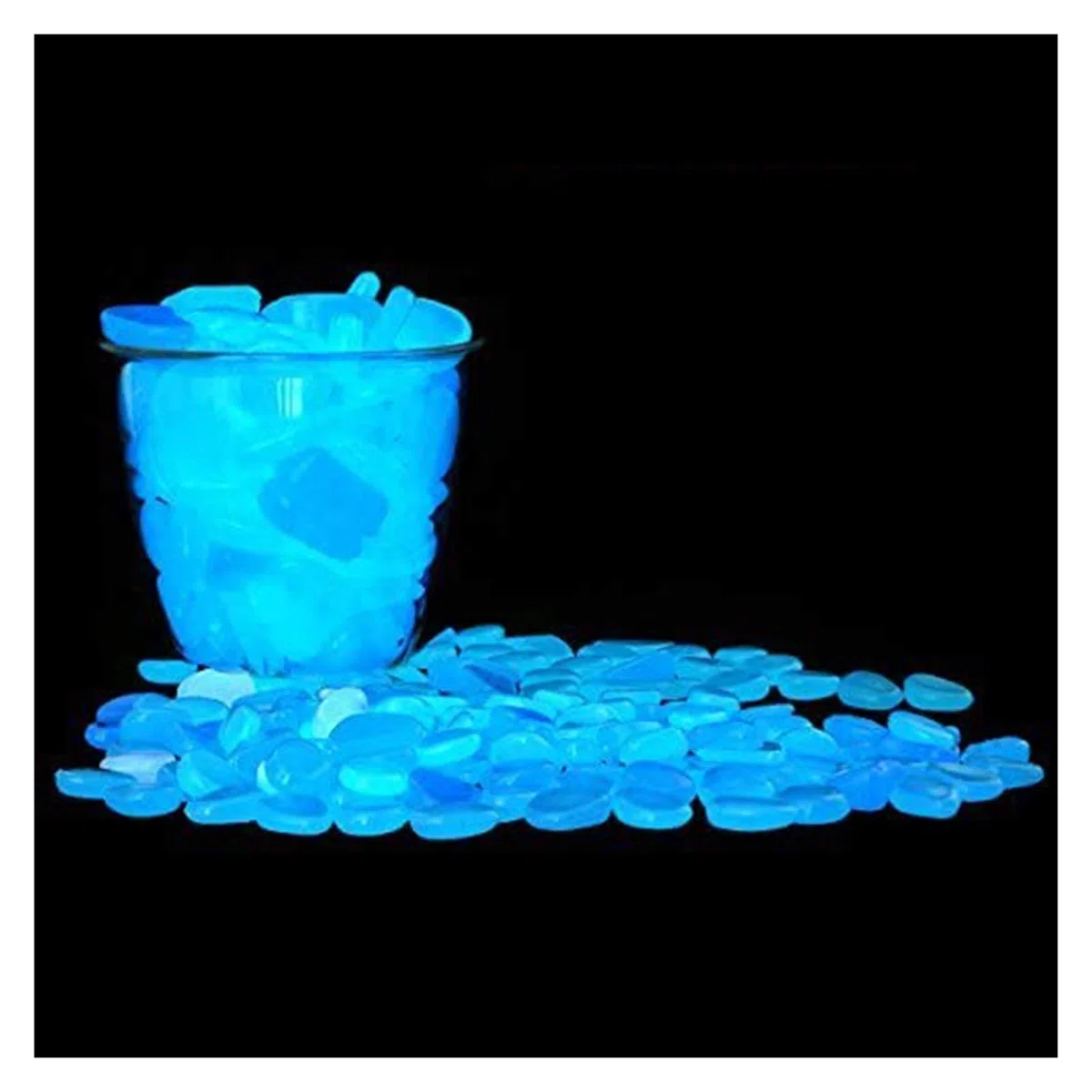 Leuchtende Steine Blaue Leuchtsteine, Künstliche Kieselsteine, Die In Den Dunklen, Im Innen-, Innen- Und Außenbereich Leuchtenden Dekorativen Solar-Leuchtsteinen Leuchten (Size : 200PCS)