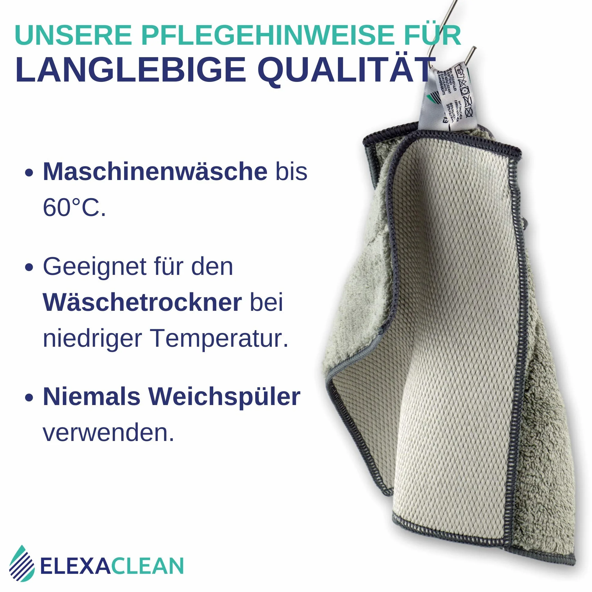 ELEXACLEAN Spültücher waschbar - Mikrofaser (Grau, 4er Set, 24x20cm) Spüllappen für Küche, Geschirr
