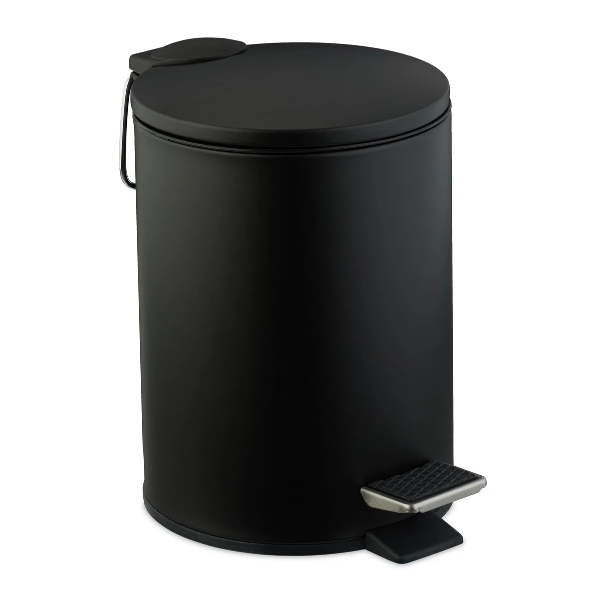 Relaxdays Kosmetikeimer, 3 Liter, Absenkautomatik, entnehmbarer Inneneimer, Metall, Bad Mülleimer mit Deckel, schwarz