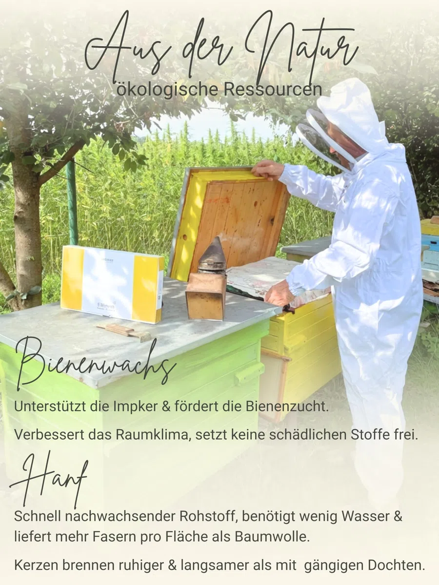 Bienenwachs-Docht aus Hanf – 100 Paraffinfreie Kerzendochte gewachst, Flachdocht 10 cm+1 lang, 3 mm breit, für Kerzen von 4-7,5 cm Duchmesser, mit Dochthalter & Klebepunkten, Kerzen selber Machen