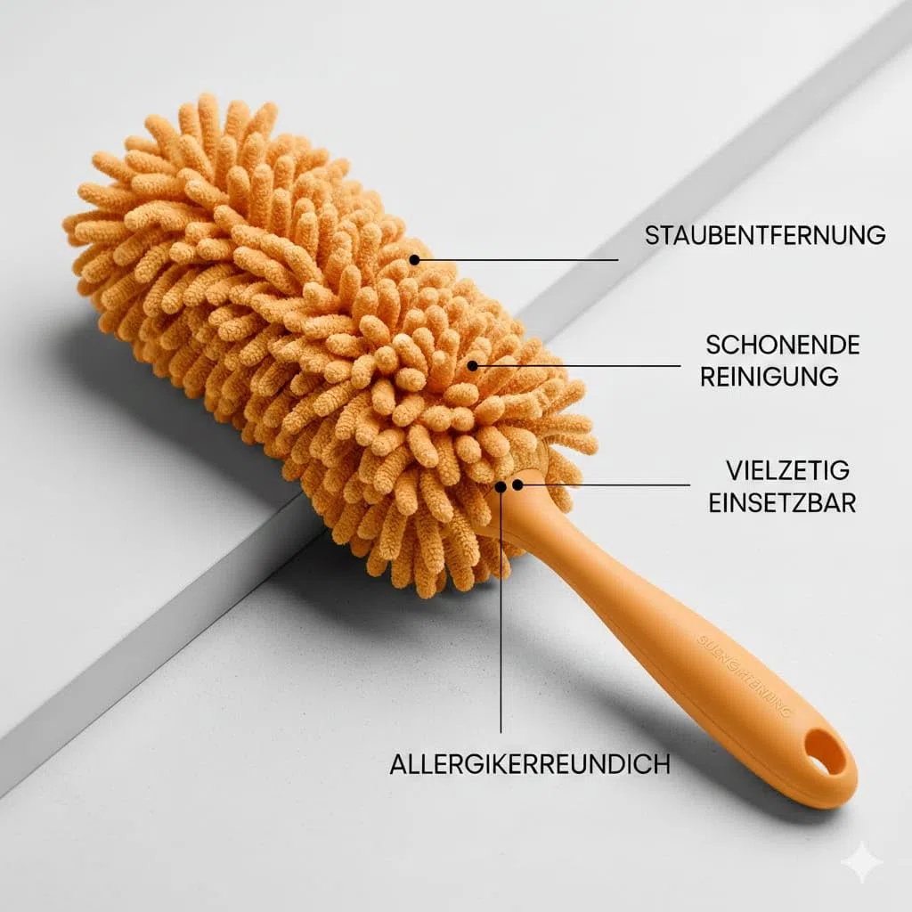 Staubwedel Set 5-teilig – Teleskop-Staubwedel aus Edelstahl + 3 Chenilleköpfe + Biegbare Ecke & Mikrofasertuch, Waschbar, Für Möbel, Fenster, Decken & Spinnweben