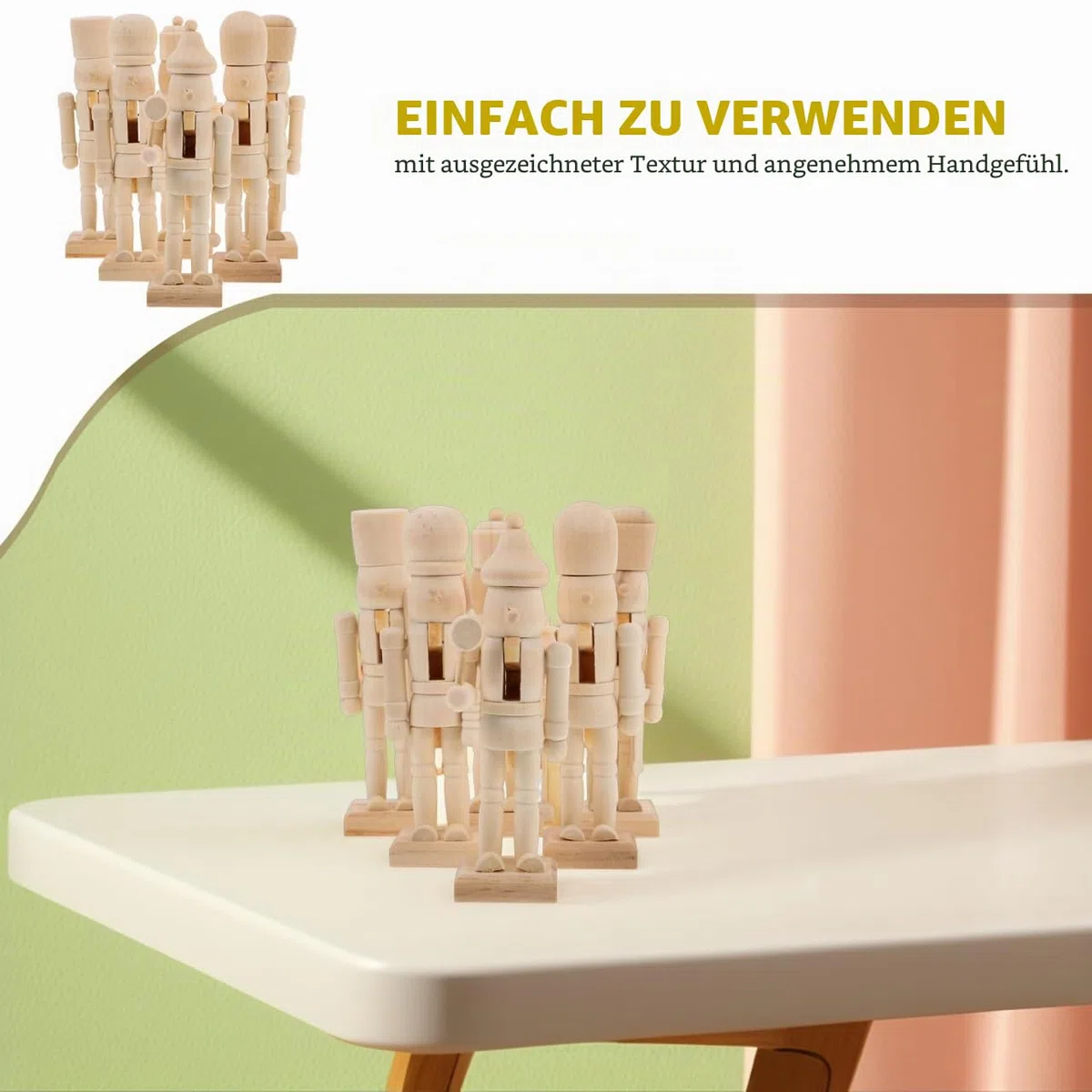 FRCOLOR Nussknacker-Soldaten-Ornamente zum Selbermachen, blanko, 12,7 cm, unbemalt, Weihnachtsdekoration, Weihnachts-Nussknacker-Puppen zum Malen und Basteln, 6 Stück