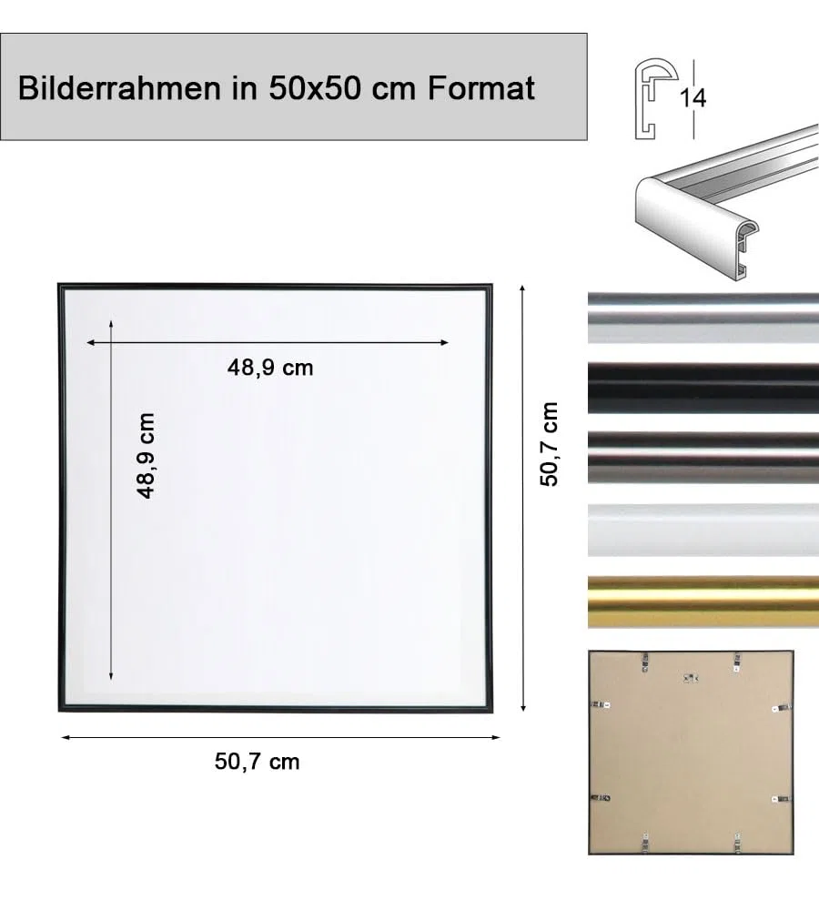 Bilderrahmen Kunststoff Lifestyle Foto Rahmen Collage Wanddeko Poster Photo Style: Farbe: Schwarz | Format: 50x50