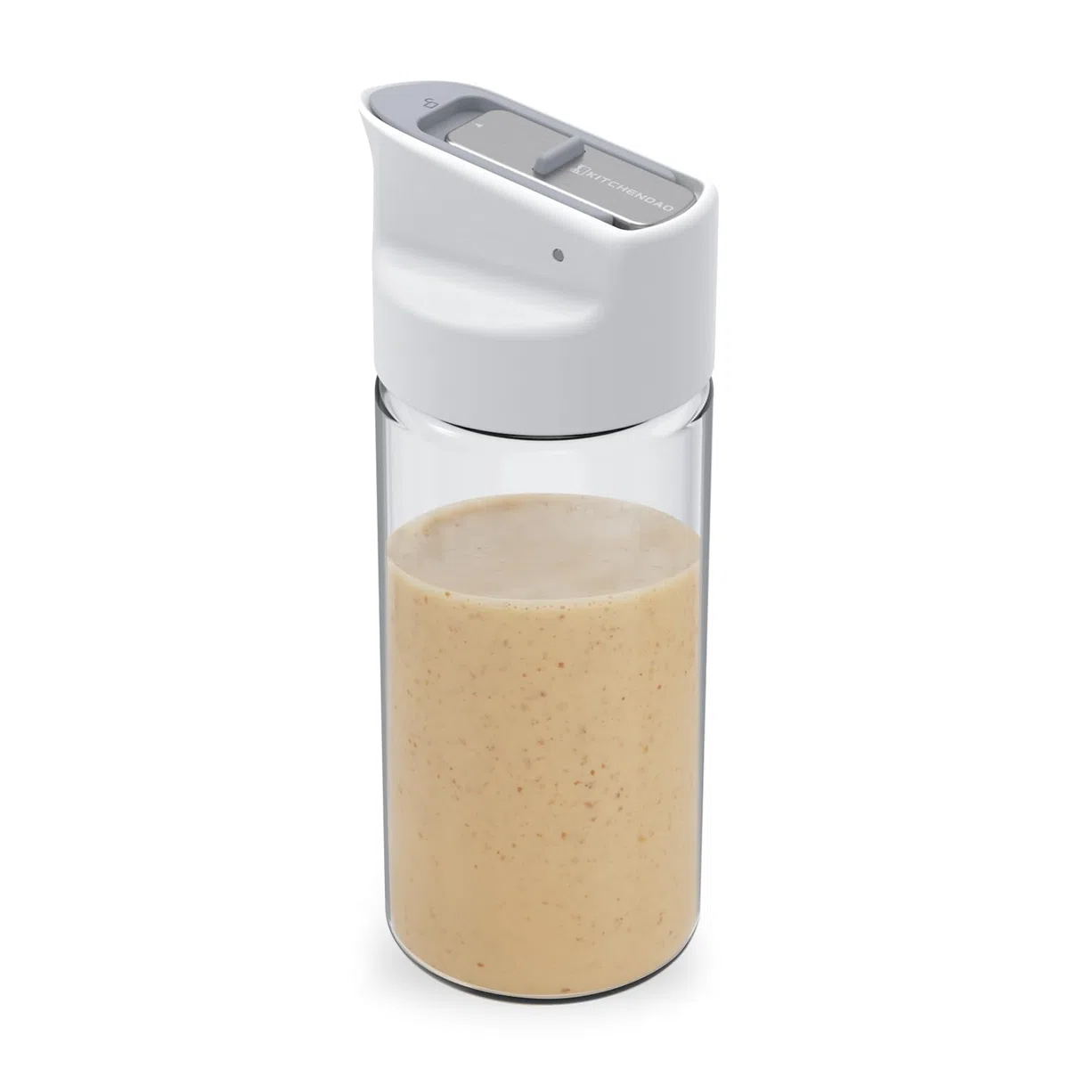 KITCHENDAO Glasflasche für Salatdressings mit Frischeverschluss, tropffreiem Ausgießer, 355 ml Behälter zum Mischen und Dosieren von hausgemachten Öl-Essig-Salatdressings, spülmaschinenfest