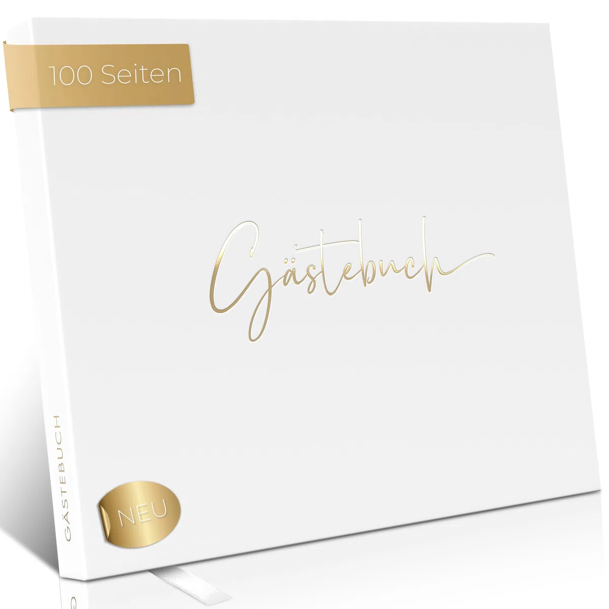 Love Notes Gästebuch Hochzeit, Geburtstag & Jeder Anlass [100 Blanko Seiten] Hochwertiges Gästebuch für unvergessliche Erinnerungen, Edle Gold Prägung, 21x23 cm, Ringbuch Hardcover (Weiß)