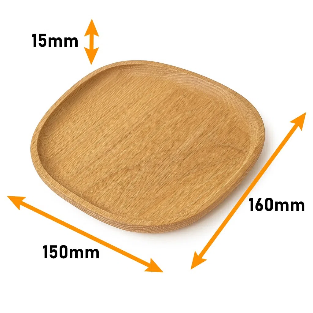 dekorative Holzschale perfekt zum Servieren, Dekorieren und Präsentieren - Deko Tablett, Tischdeko Holz, Servierplatte Holz, Serviertablett (Eiche, 160x150x15 mm)