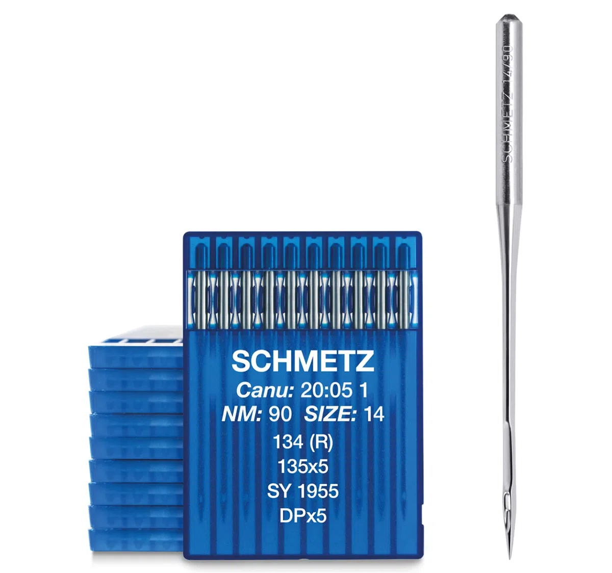 SCHMETZ | Rundkolben | 134 (R) | 90/14 | Industrieverpackung | 135X5, SY 1955 und DPX5 | 100 Nähmaschinennadeln | Nadelsystem laut Maschinenangabe auswählen