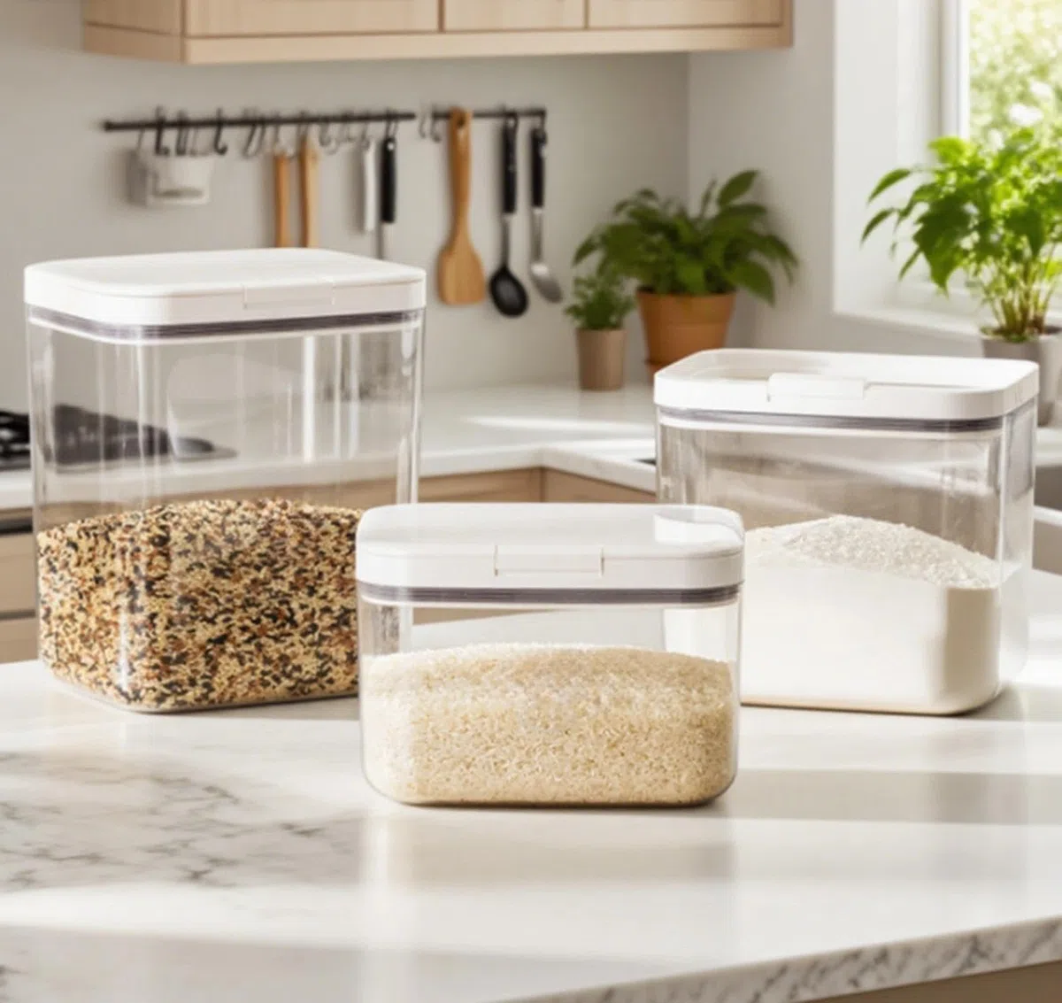 Waschmittel aufbewahrung,Waschmittelbox mit luftdichtem Deckel,Waschpulver aufbewahrungsbox,für Wäscheparfüm,Waschpulver,Reismehl,Reis,hundefutter,Transparent und Weiß, 4,5L