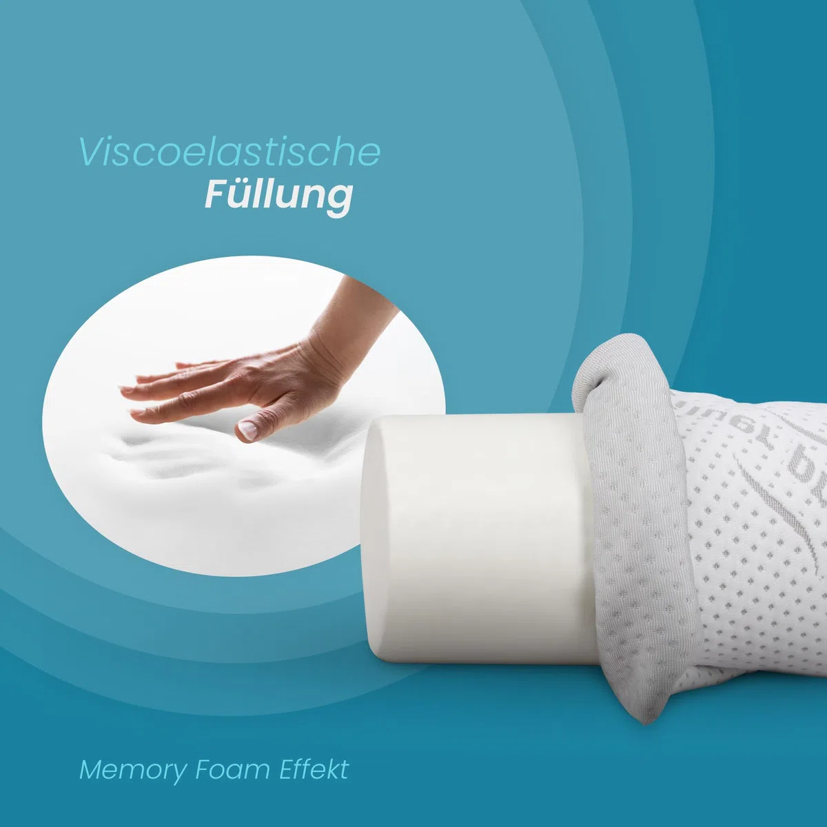Bestlivings Memory Foam Nackenkissen (Nackenrolle / 40 cm x Ø15 cm) Viscoelastische Kopfkissen - Silver Protect Bezug antimikrobiell abnehmbar - Öko-Tex