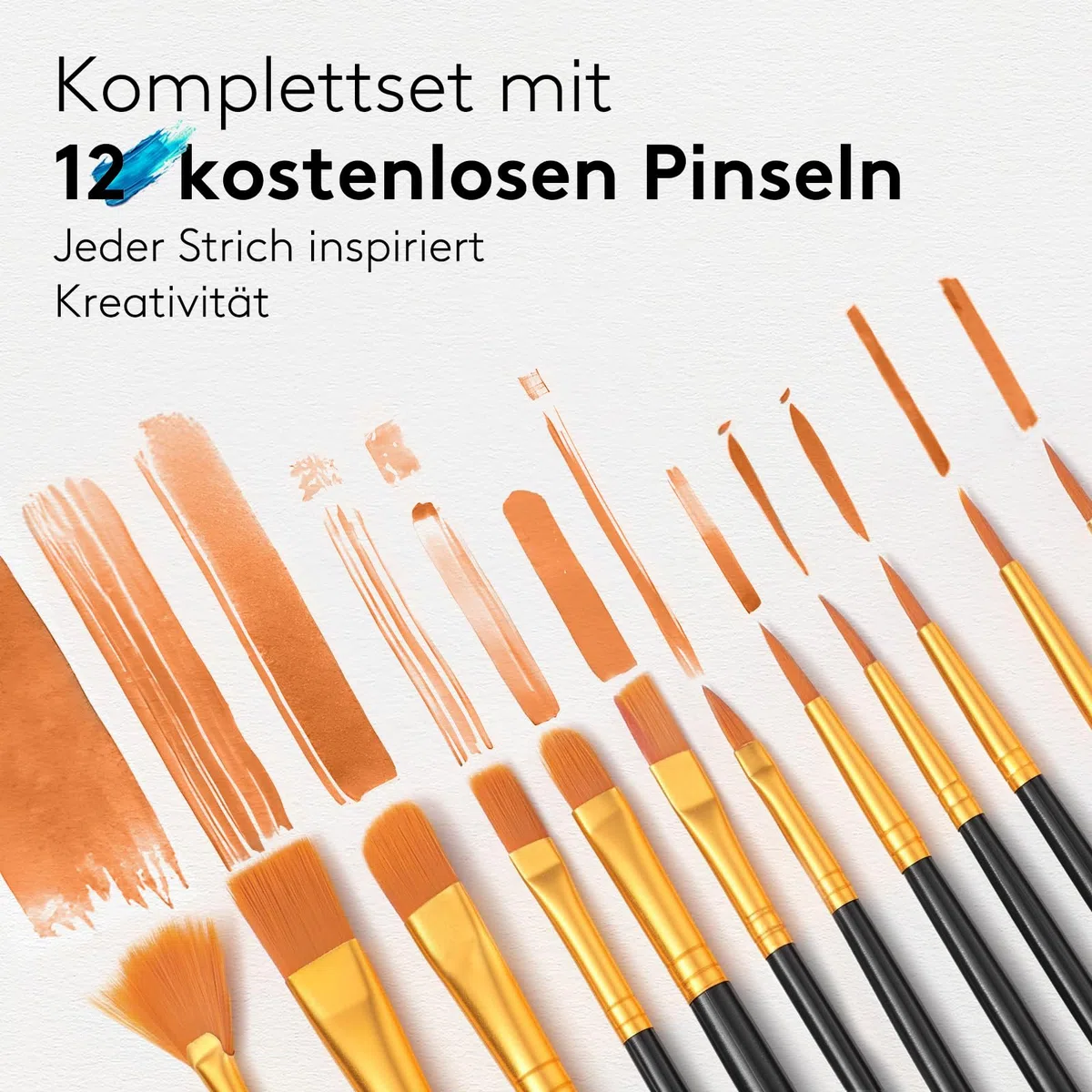 TMOL Acrylfarben Set, 24 Farben x60 ml +12 Pinsel, Acrylic Paint Set, Künstlerbedarf für Leinwand, Holz, Keramik, Stoffe, ungiftige Pigmente Acrylfarbe für Anfänger, Studenten, Profis, Künstler