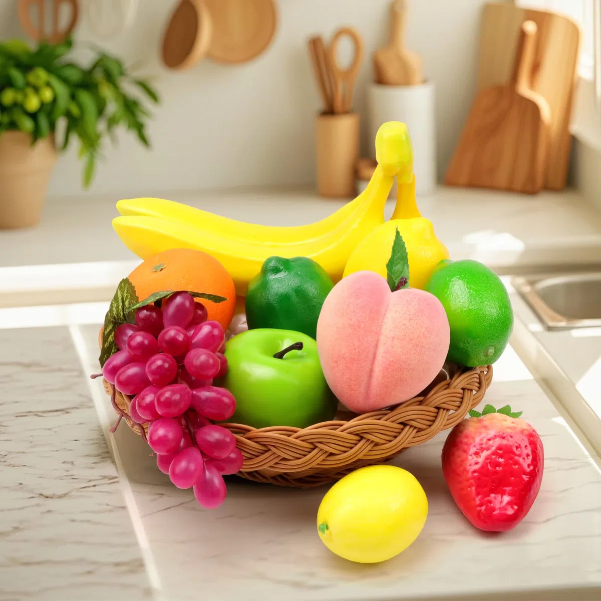 10 PCS Künstliche Früchte Dekoration Haushalt Gefälscht Banane Zitrone Orange Erdbeeren Apfel Pfirsich Traube Andere Faux Realistisch Fotografie Requisiten