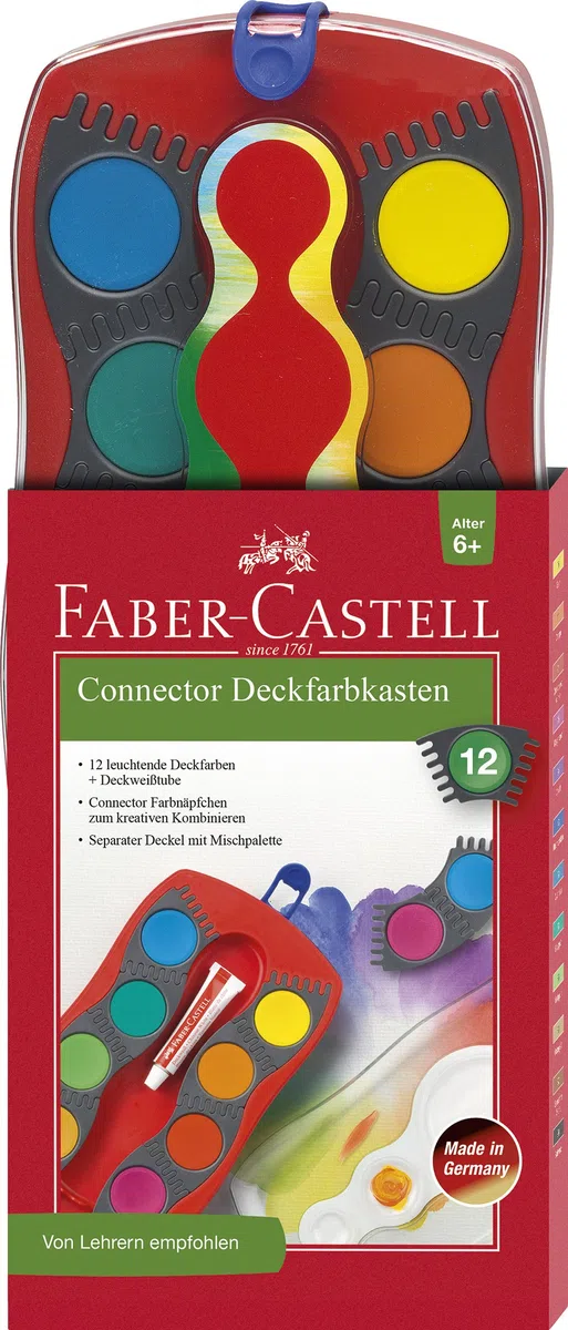 Faber-Castell 125030 - Farbkasten Connector mit 12 Farben, inklusive Deckweiß (3, Komplett-Set Mädchen)