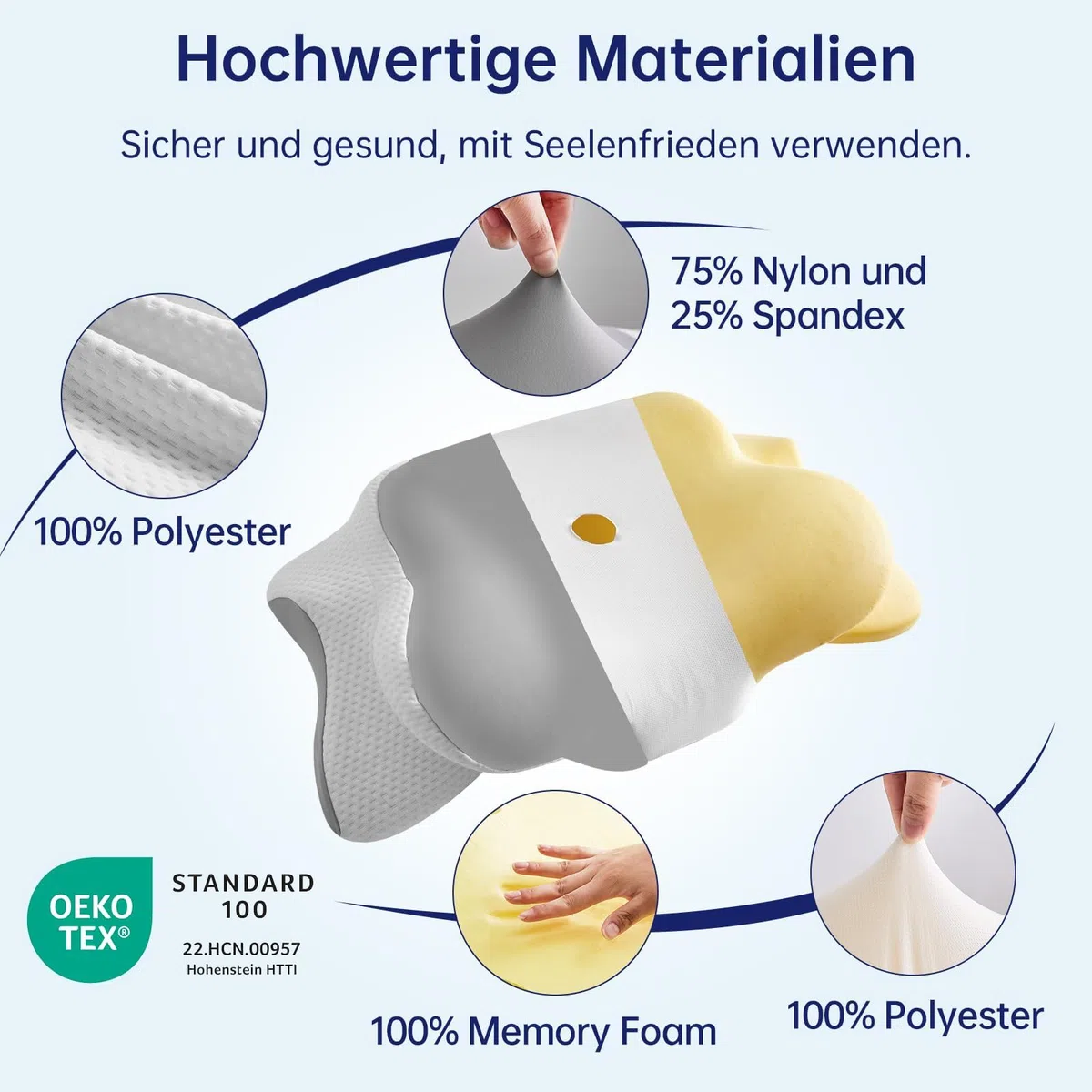 Orthopädisches Kissen mit Memory Foam Antischnarchkissen Nackenstützkissen Ergonomisches Kopfkissen Schlafkissen für Seitenschläfer, Rückenschläfer&Bauchschläfer (Grau)