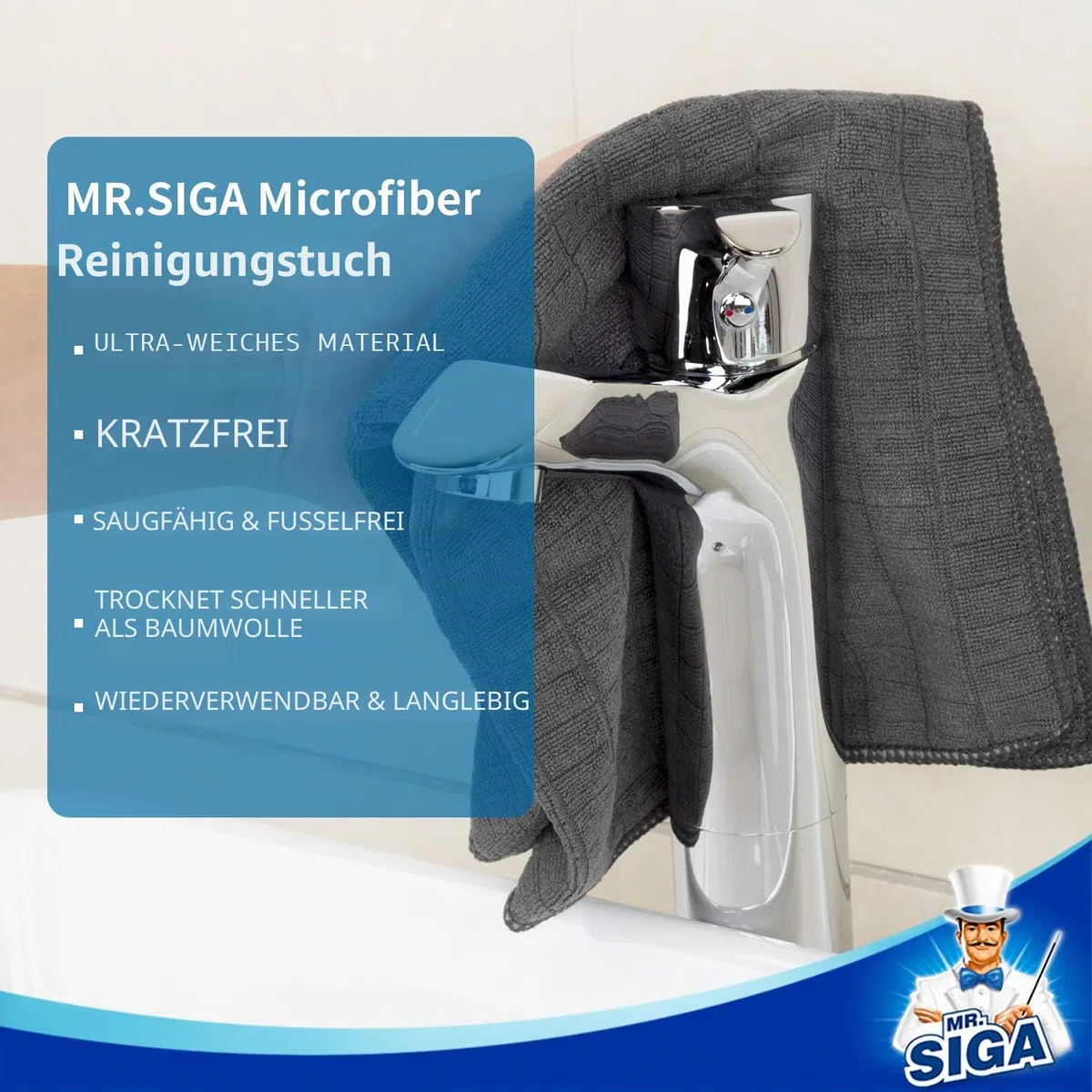 MR.SIGA Mikrofaser-Reinigungstuch, Allzweck-Reinigungstücher, 6er-Pack, Größe: 35 x 40 cm