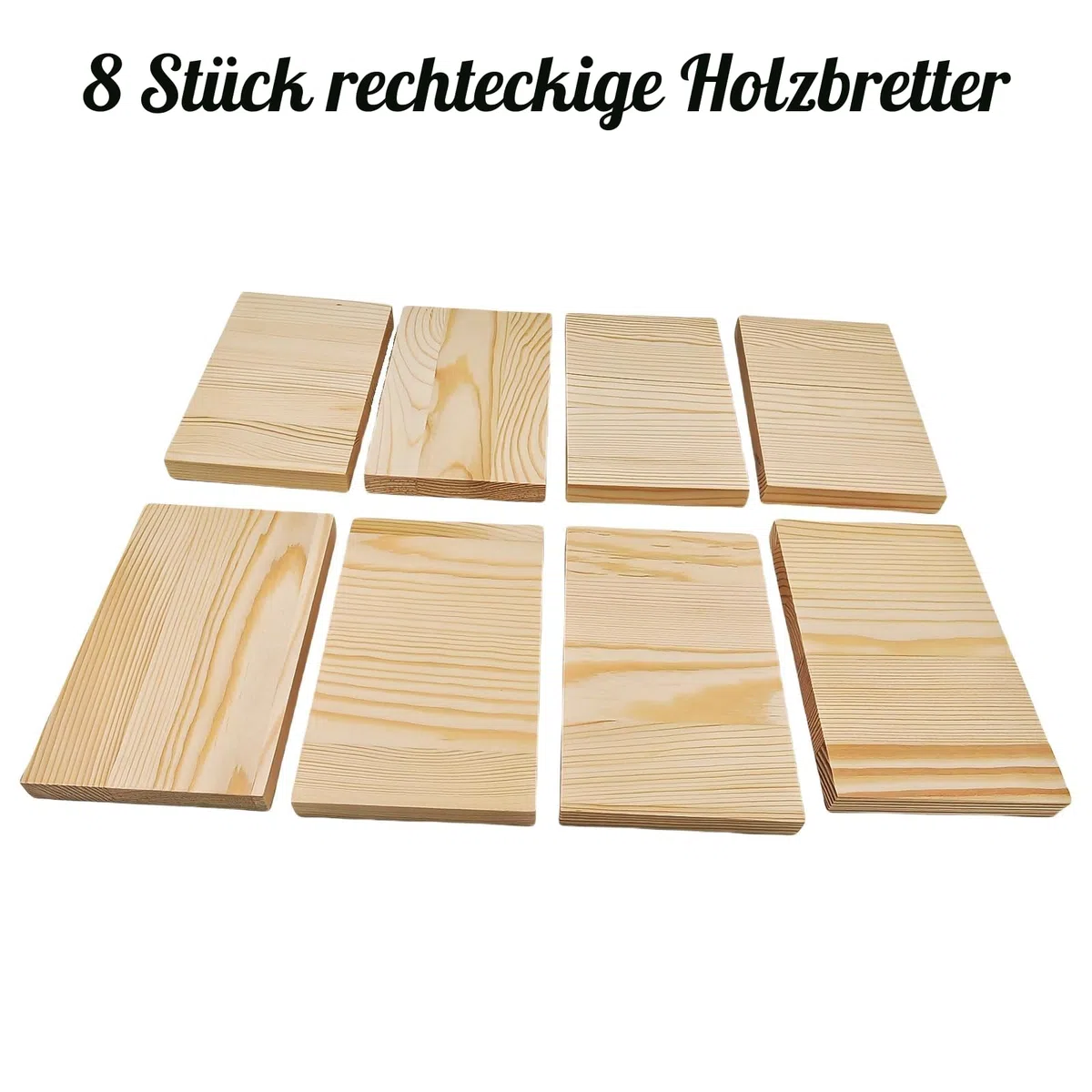 Rechteckige Holzbretter, unlackierte Holzblöcke zum Basteln, 15 x 10 x 1,5 cm, blanko, zum Schnitzen, Malen und Brennen, 8 Stück