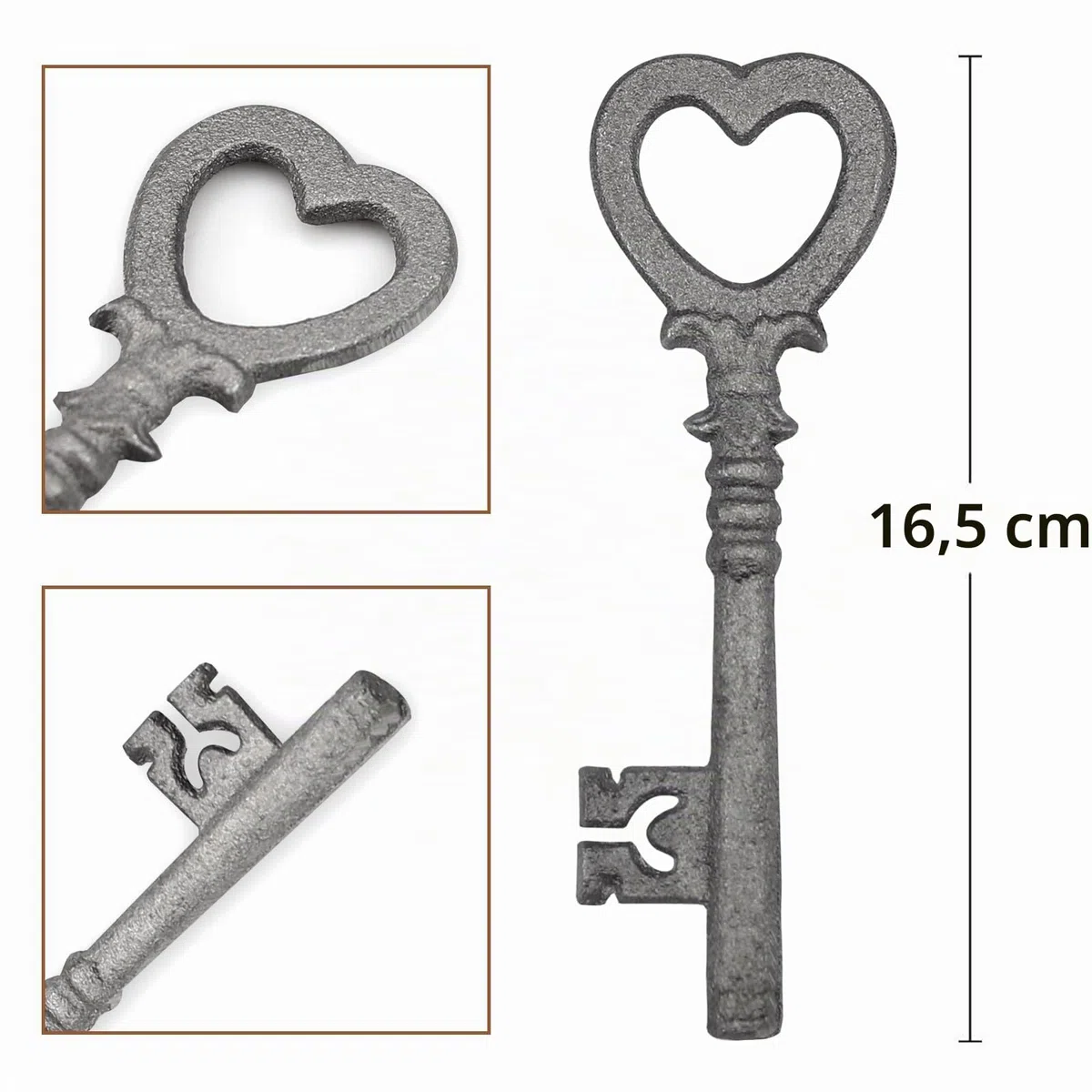 Zezzxu Großer Gusseisenskelettschlüssel, 2 Stück, Vintage-Stil, Gusseisen, dekorativ, Schmiedeeisen, Handwerksschlüssel für Zuhause, Wanddekoration