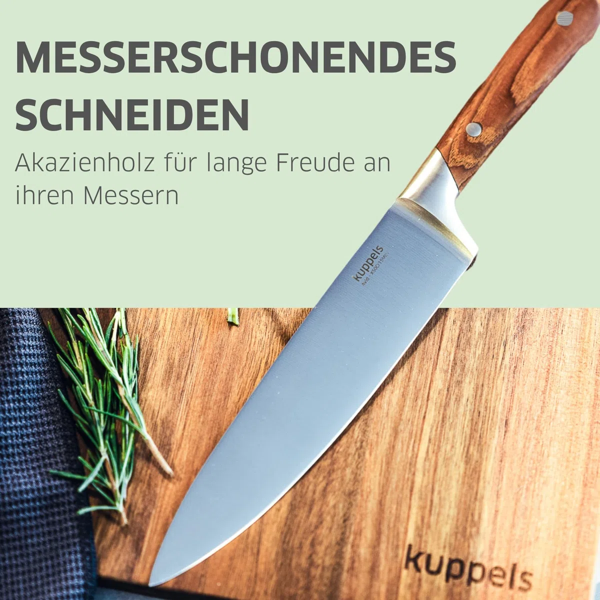 Kuppels NICE Schneidebrett Akazienholz Slim Long 60x18 cm,Holzbrett Küche mit Griff, Servierbrett Holz für Brot, Käse & Antipasti, Robuste, pflegeleichte & messerschonende Käseplatte holz | Das Slim Long Schneidebrett ist ideal für Brot, Käse und Antipast