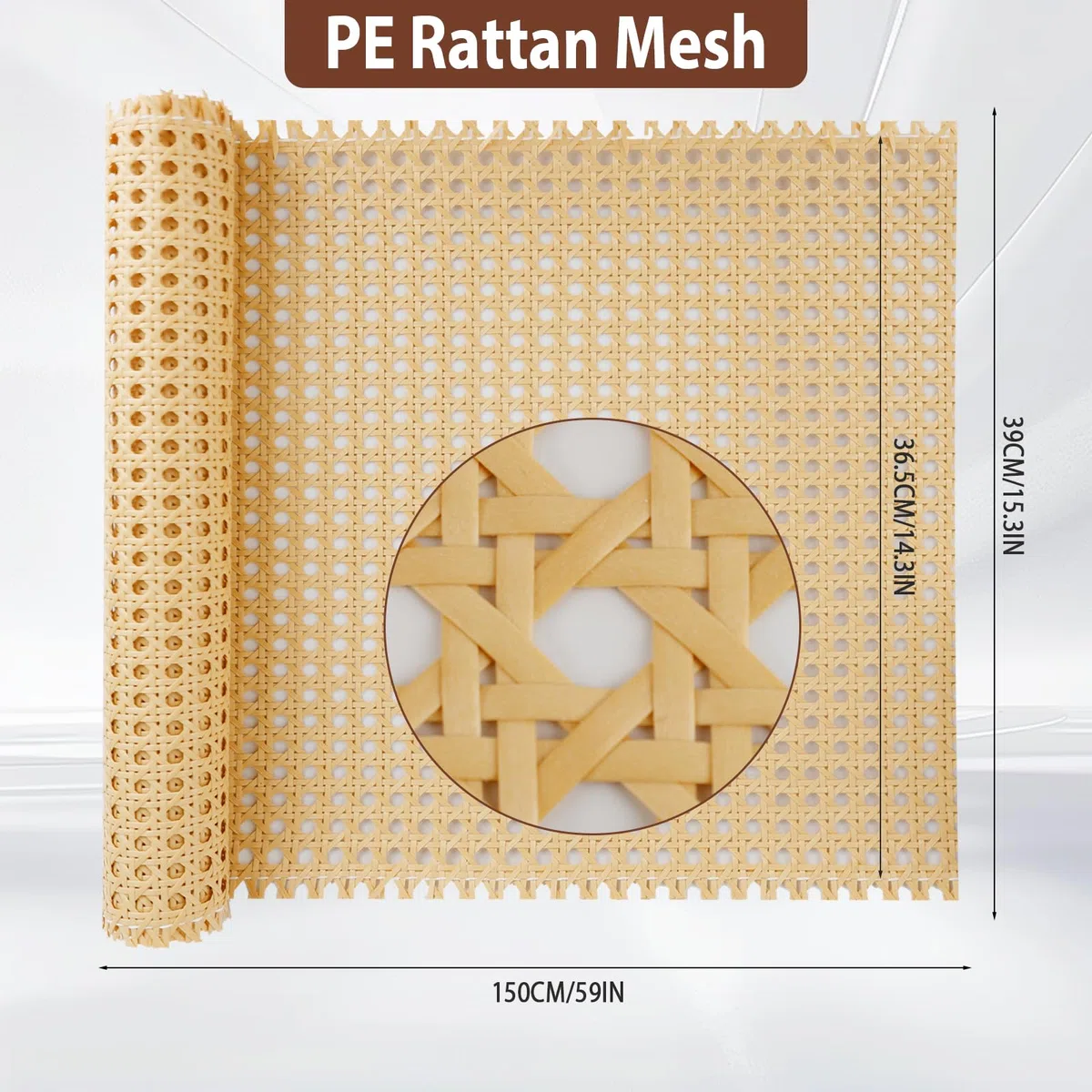 Dadabig PE Rattan Gurtband, 39 * 150cm Möbel PE Wiener Geflecht Wasserdicht Stuhlgeflecht PE Rattan Geflecht für Heimwerker Schrank Stuhl Möbel (Fehler 1-2 cm)