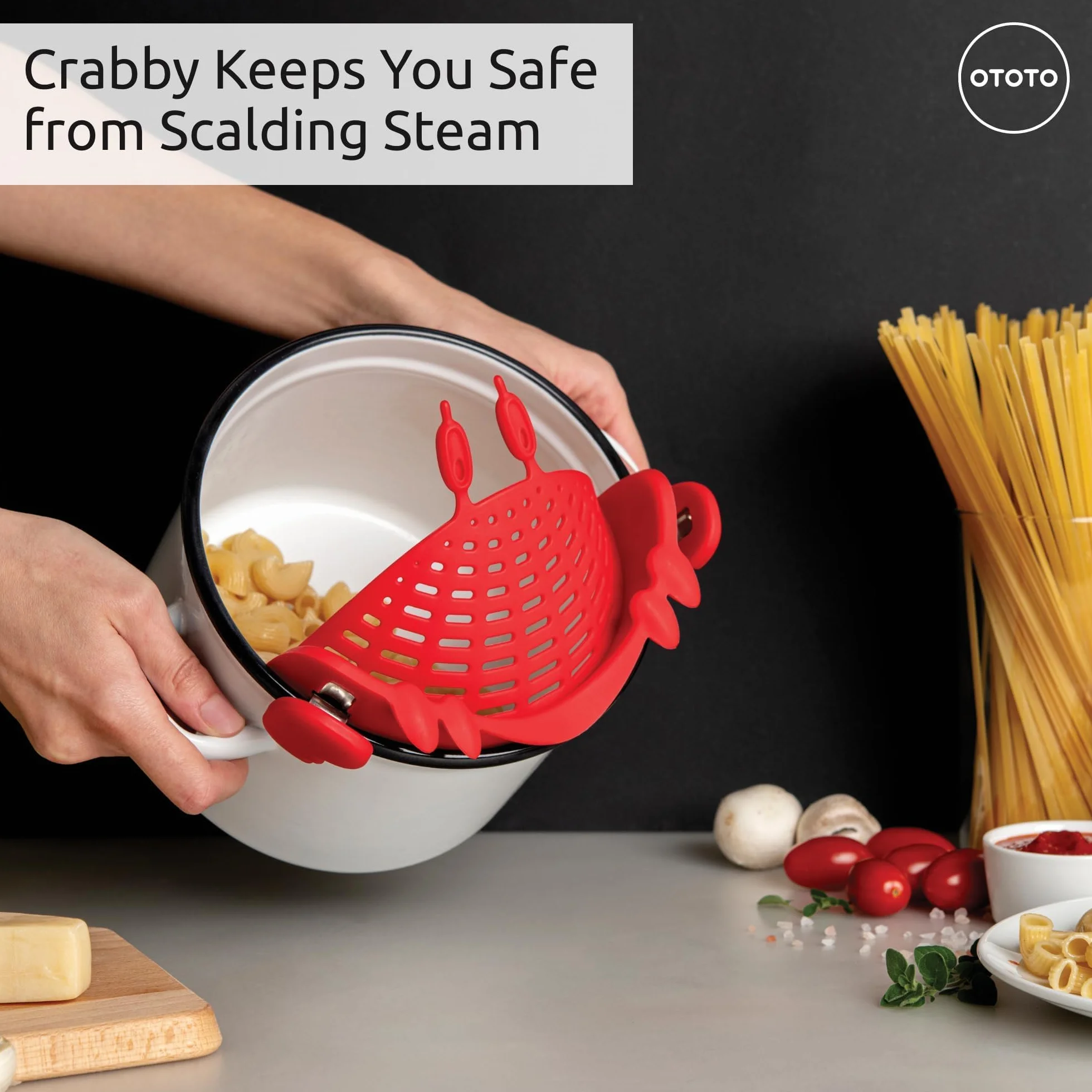 Nudelsieb von OTOTO - Küchen Gadgets, Haushalt Gadgets, Küchenzubehör, Küchenhelfer, Lebensmittelsieb, Spaghetti-Sieb, Lustige Küchenutensilien (Krabbe)
