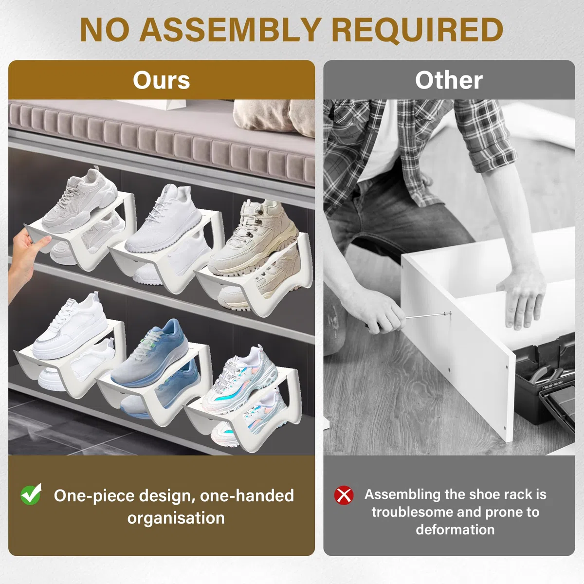 FIVMEN 10 Stück Schuhstapler PP Anti-rutsch Schuhschlitz Schuhregale Platzsparend Schuh Organizer Schuhaufbewahrung Doppelschicht Schuhorganizer Schrank, Weiß