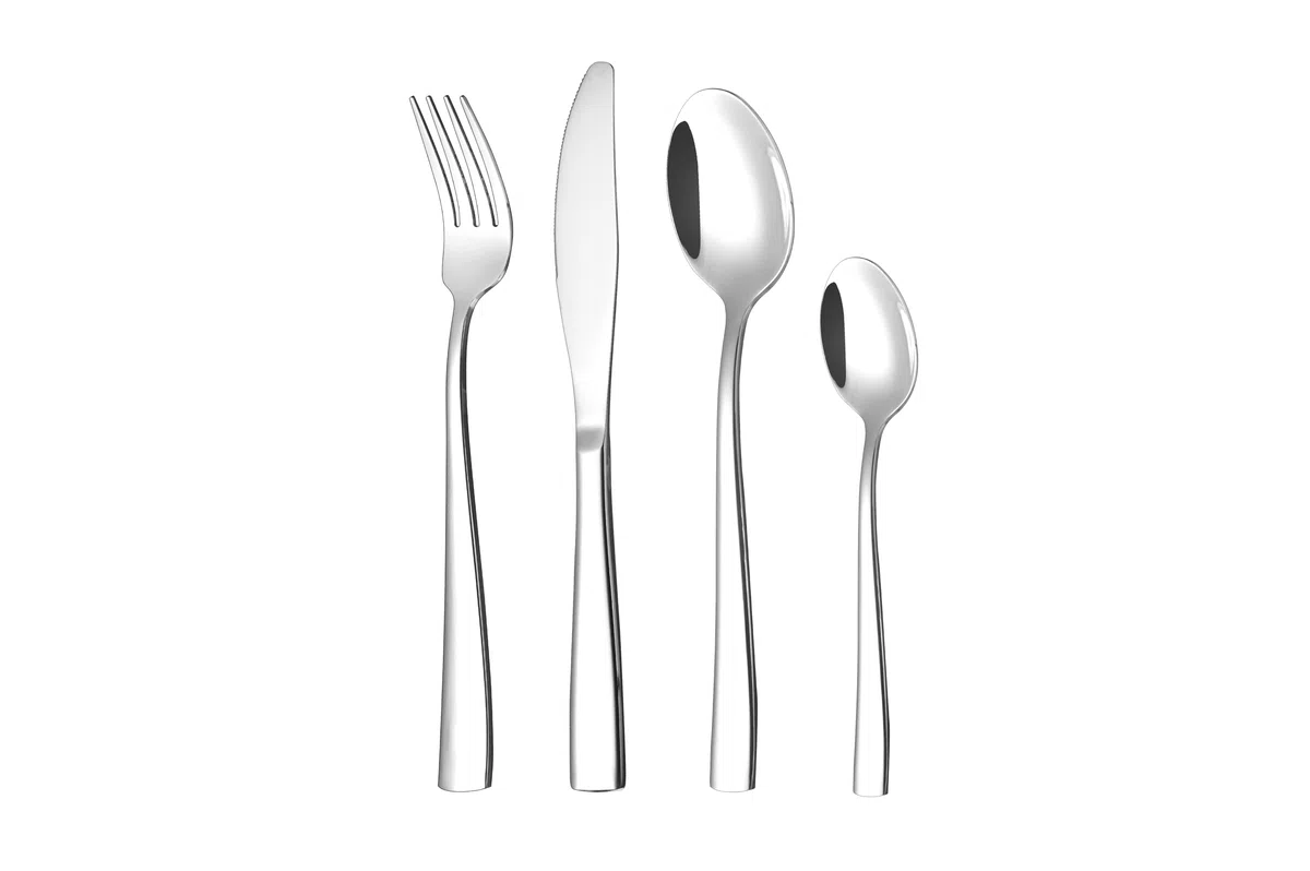 Otto Koning Leipzig, Besteck Set 8 Personen, Essbesteck Set 32 teilig, Besteck Edelstahl, Hochglanzpoliert, Dicke 3 mm. Modernem und Schlichtem Design