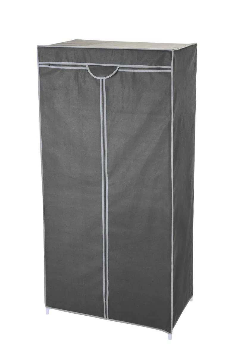 Spetebo Stoff Kleiderschrank grau 160 cm - Stoffschrank Faltschrank Campingschrank Faltkleiderschrank Garderoben Schrank