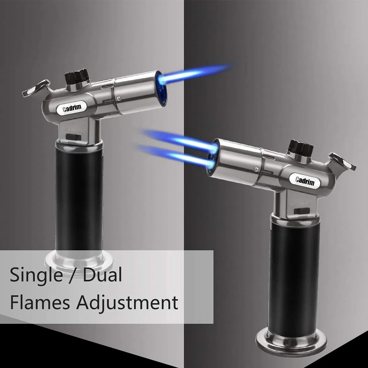 Cadrim Flambierbrenner, Butangasbrenner, Bunsenbrenner, Dual Flammen Küchenbrenne Flambierbrenner Doppelflammen Ideal zum Flambieren Karamelisieren Grillen Flambierer für Desserts, Home Küche, BBQ