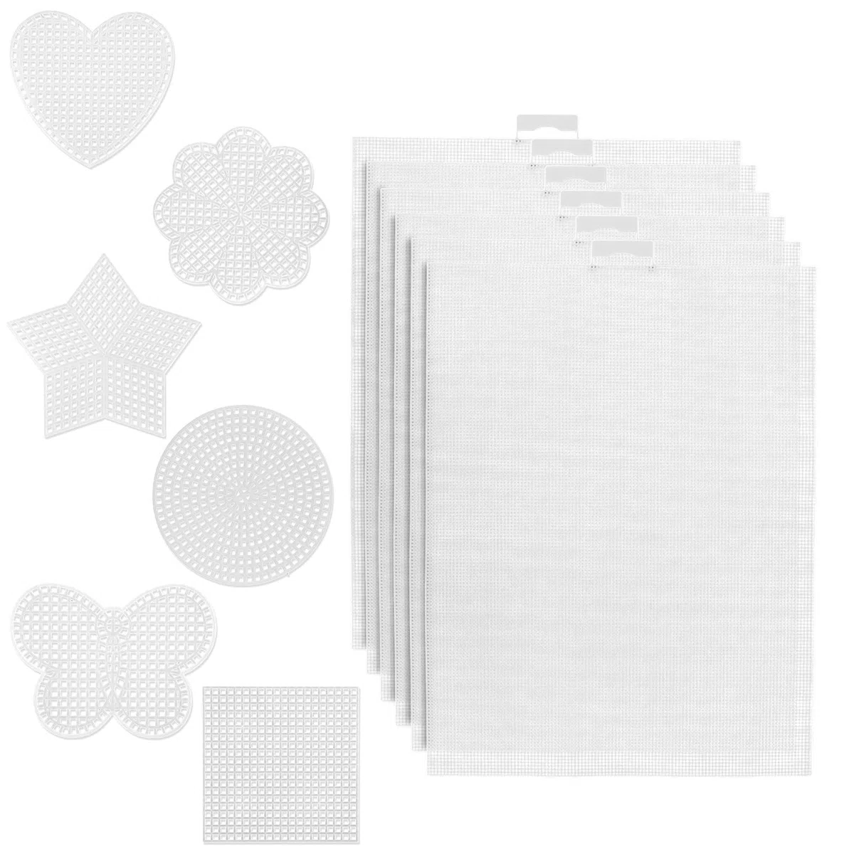 SAVITA 12stk Kunststoff-Maschengewebe Platten, 14 CT Mehrere Formen Kunststoff-Maschengewebe Bastelplatten für Kreuzstich Stickerei Aida-Stoff Nadelarbeit DIY Häkelprojekte