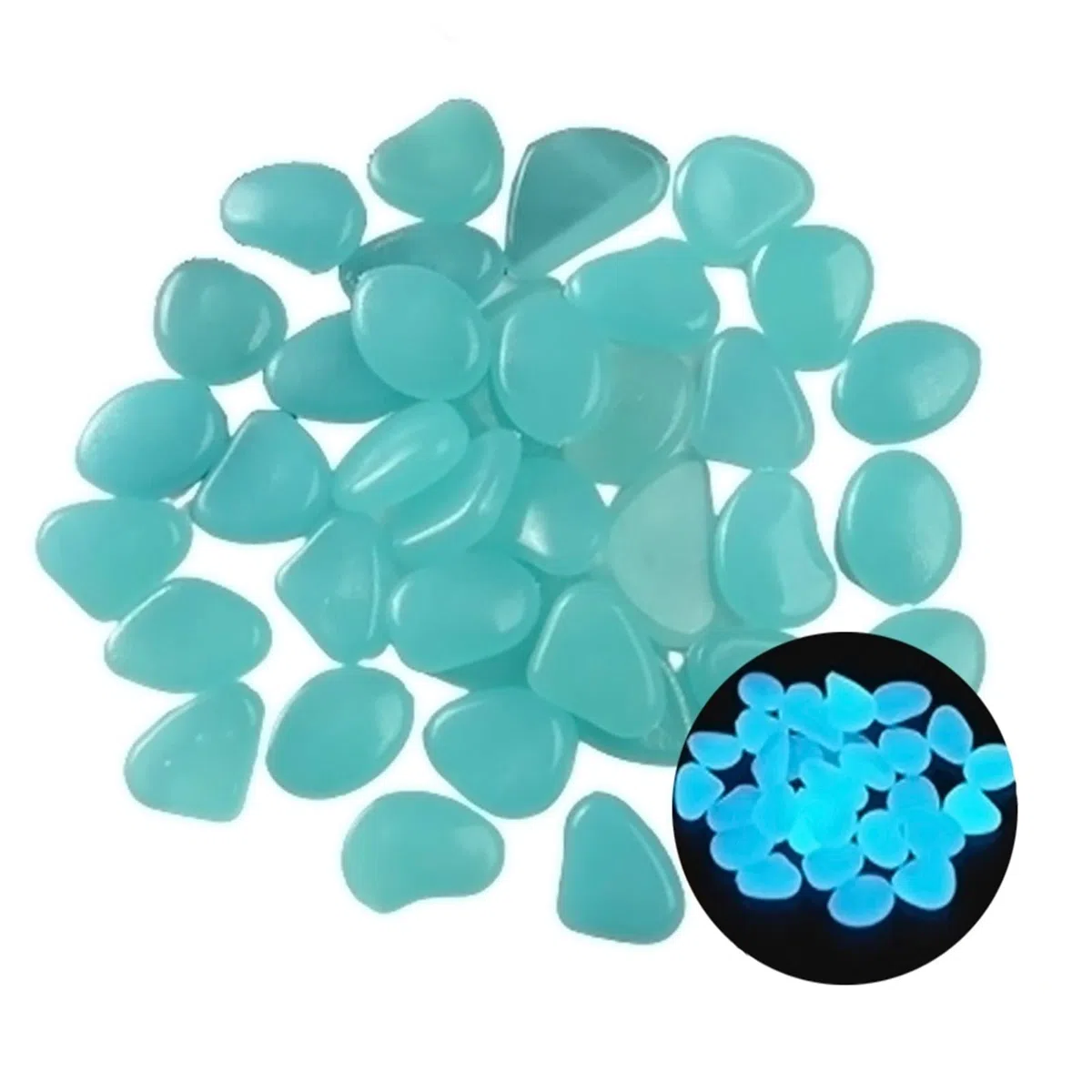 Leuchtende Steine Blaue Leuchtsteine, Künstliche Kieselsteine, Die In Den Dunklen, Im Innen-, Innen- Und Außenbereich Leuchtenden Dekorativen Solar-Leuchtsteinen Leuchten (Size : 200PCS)