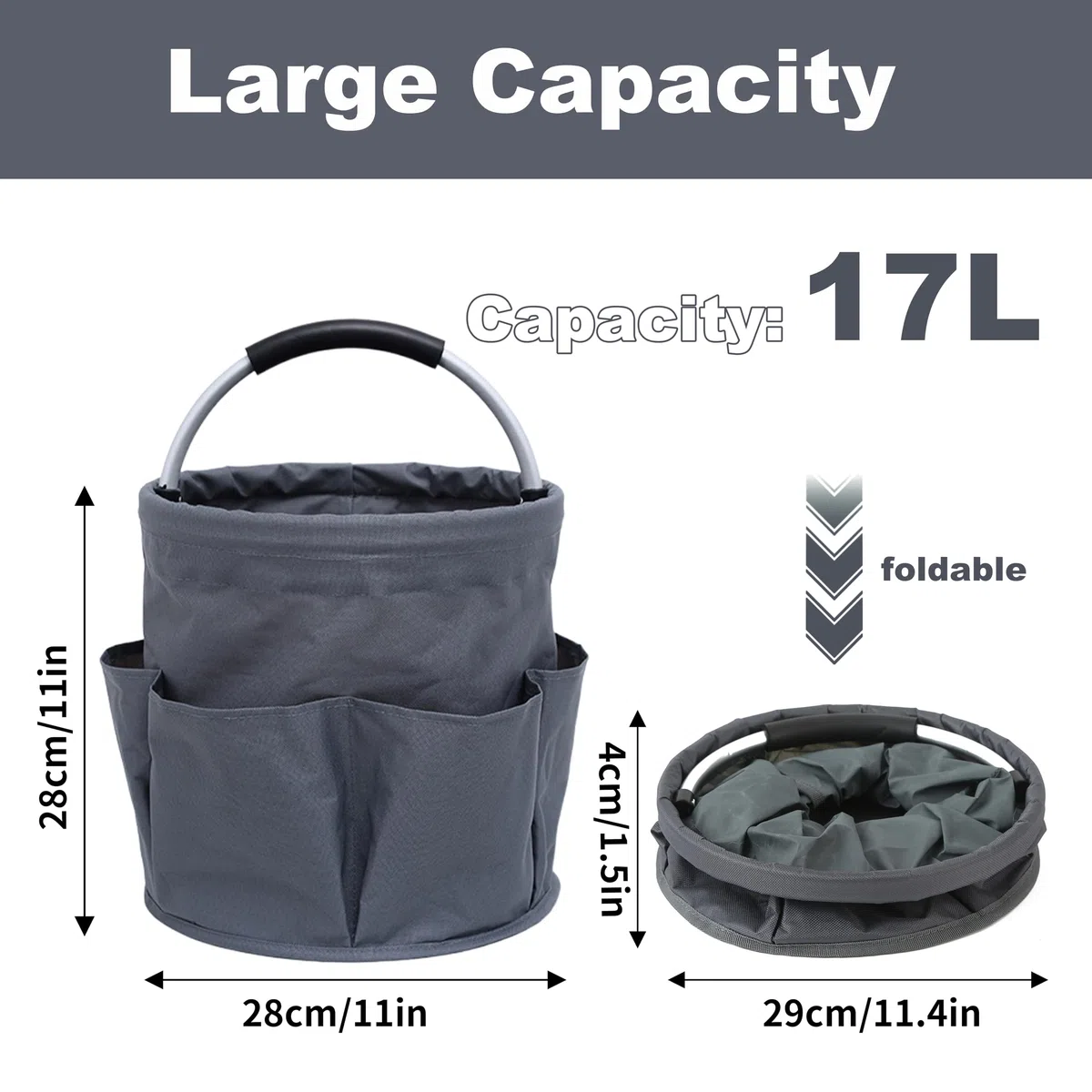 Putzmittel Organizer, Reinigungskorb Mit Griff, Gartentasche Mit 6 Taschen, Foldable Waterproof 17L Cleaning Caddy Für Innenbereich,Garten,Badezimmer