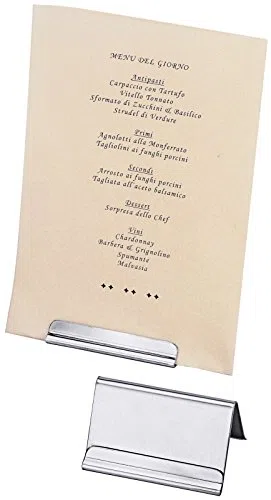 Kartenhalter aus Edelstahl 18/0, mit Falz für Kärtchen / A1 - für Karten bis zu 5,9 x 3,5 cm, A2 - für Karten bis zu 6,2 x 5,0 cm | ERK (A2-6,2 x 4 cm)