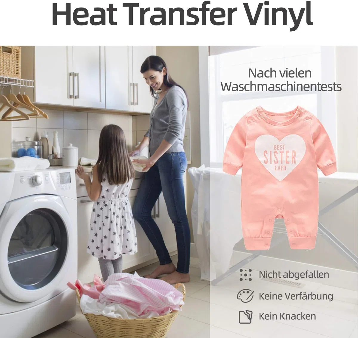 HTVRONT 20FT Plotterfolie Textil - 30.5cm x 6.1m Weiß Flexfolie zum Aufbügeln auf T-Shirt（Weiß）
