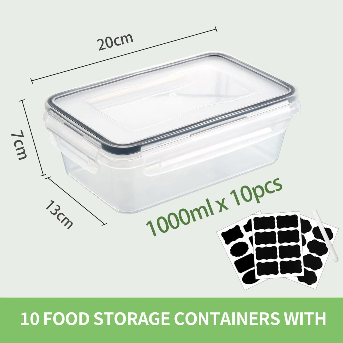 10 x 1L Frischhaltedosen mit Deckel, Gefrierdosen, Meal Prep Boxen, BPA-frei, luftdicht, stapelbar – Tupperdosen Set für Essen Box, Gefrierbehälter & Küche