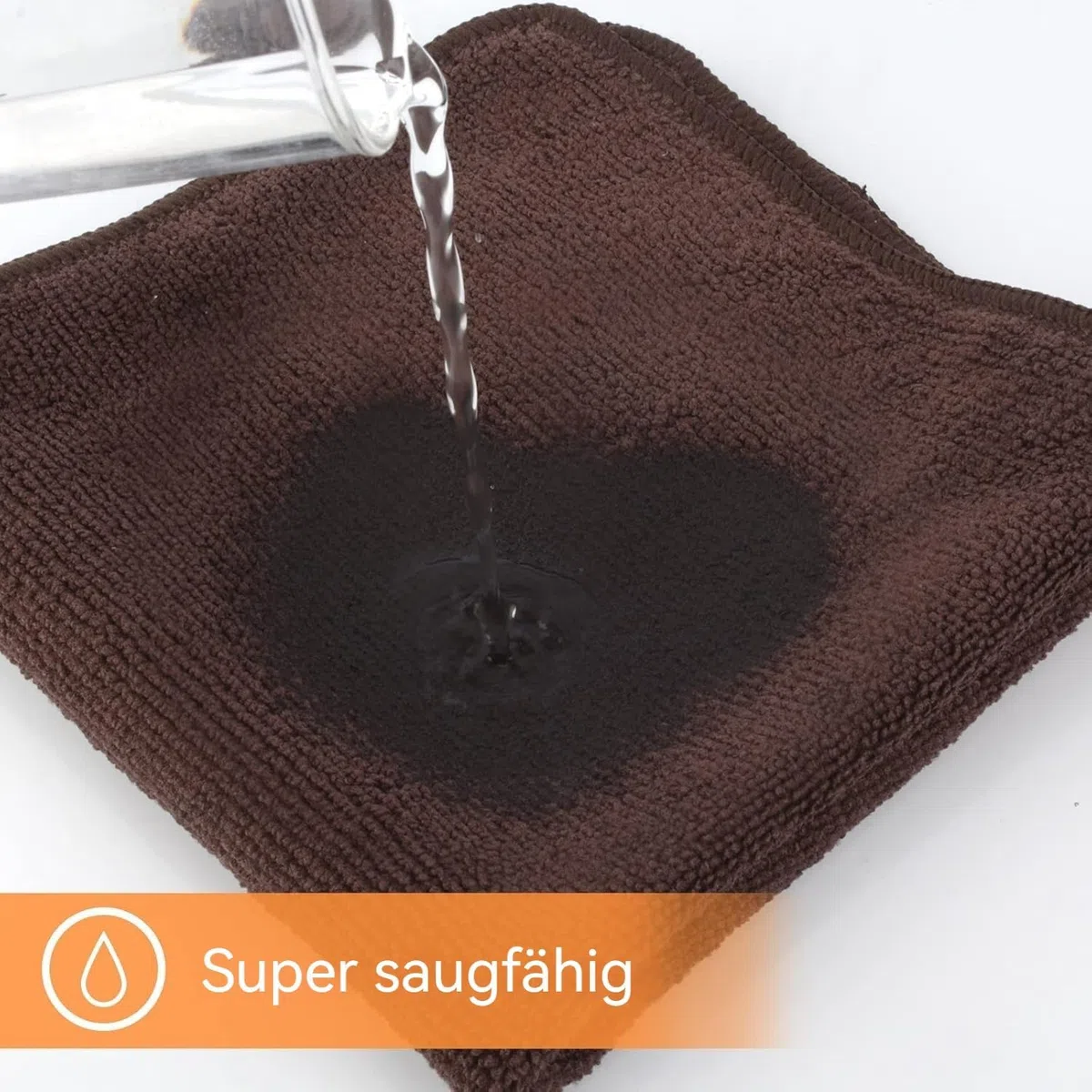 KinHwa Mikrofasertücher 30x30 cm 10er Set Braun– Barista Tuch, fusselfrei & streifenfrei, extrem saugstarke Reinigungstücher & Putzlappen für Küche, Glas, Haushalt & Auto Innenraum