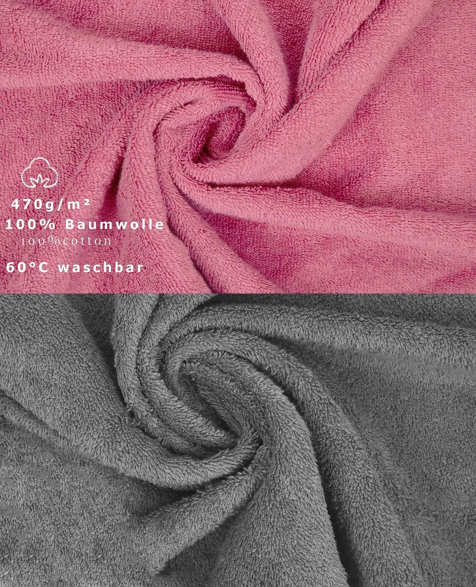 Betz 10 Stück Seiftücher Premium 100% Baumwolle Seiflappen Set 30x30 cm Farbe Altrosa und anthrazit