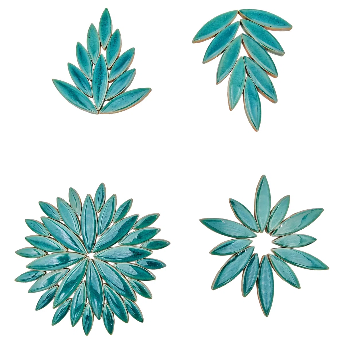500 g/1,1 lb YOZIEMQ Weidenblatt-Petal-Form Keramikmosaik, unregelmäßige Mosaikstücke für Heimdekoration oder DIY-Bastelarbeiten, Mosaikherstellungszubehör. (Pfauenblau)
