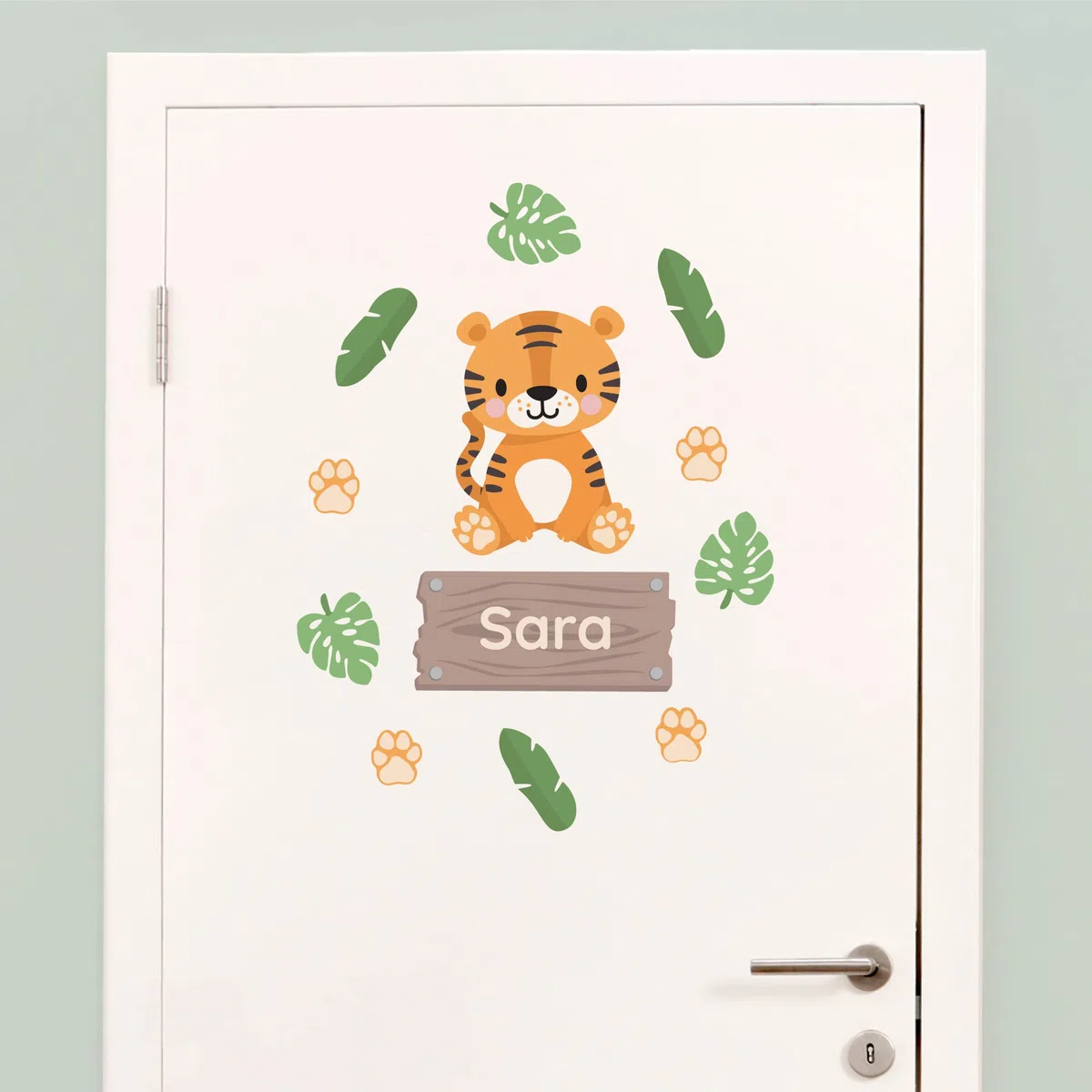 Klebekerlchen® Türaufkleber personalisiert mit Namensschild – Türschild Kinderzimmer & Babyzimmer Wandtattoo – selbstklebende Wandsticker - Kinderzimmer Deko Junge & Mädchen – Tiger
