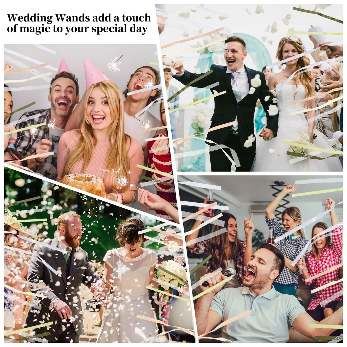 50 Stück Wedding Wands, Wedding Wands Sitzplan Hochzeit Luftschlangen mit Groß Glöckchen und Hochzeitsbändern, Zauberstäbe Seidenfeenstab für Hochzeiten, Geburtstage,Feiertagsfeiern (Grün)